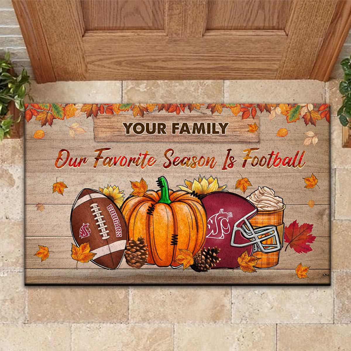 Washington State Cougars Our Favorite Season is Football Doormat - Famjoys Washington State Cougars Our Favorite Season is Football Doormat - Famjoys