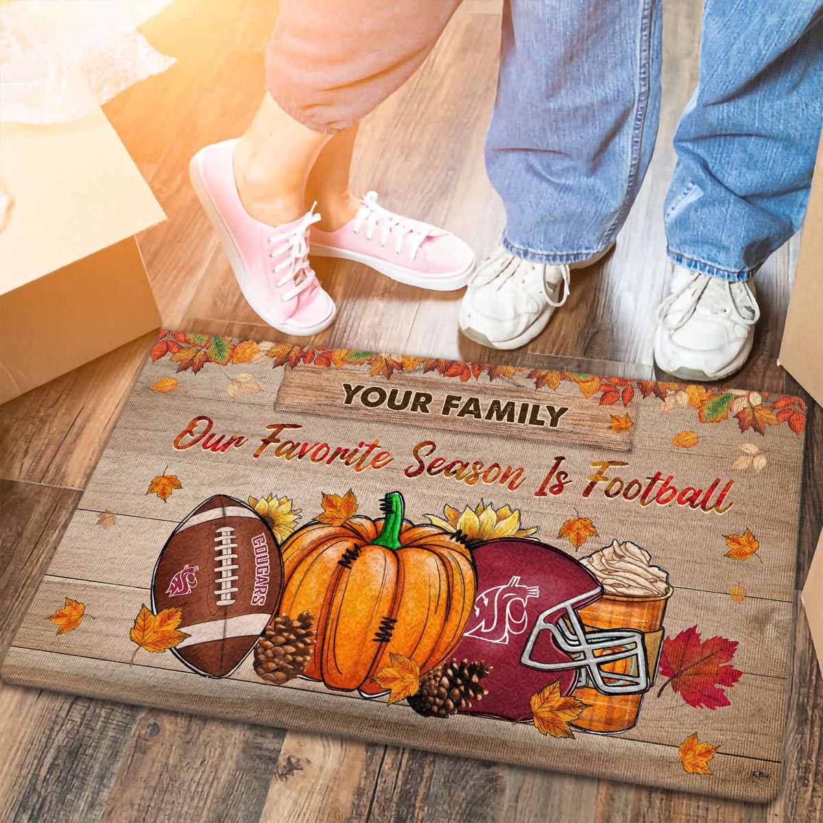 Washington State Cougars Our Favorite Season is Football Doormat - Famjoys Washington State Cougars Our Favorite Season is Football Doormat - Famjoys