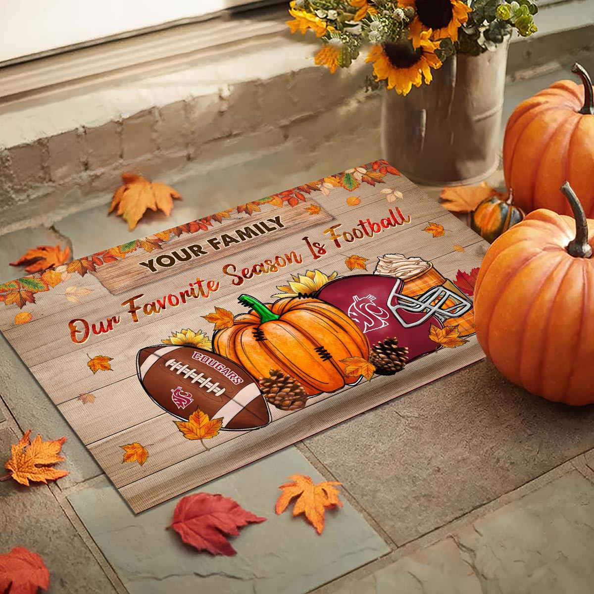 Washington State Cougars Our Favorite Season is Football Doormat - Famjoys Washington State Cougars Our Favorite Season is Football Doormat - Famjoys