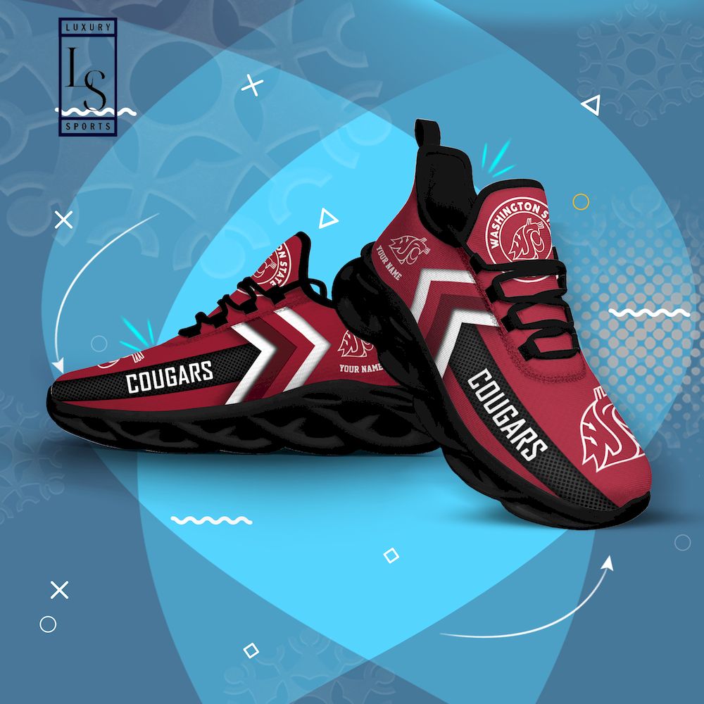 Washington State Cougars Personalized Max Soul Shoes - Famjoys Washington State Cougars Personalized Max Soul Shoes - Famjoys