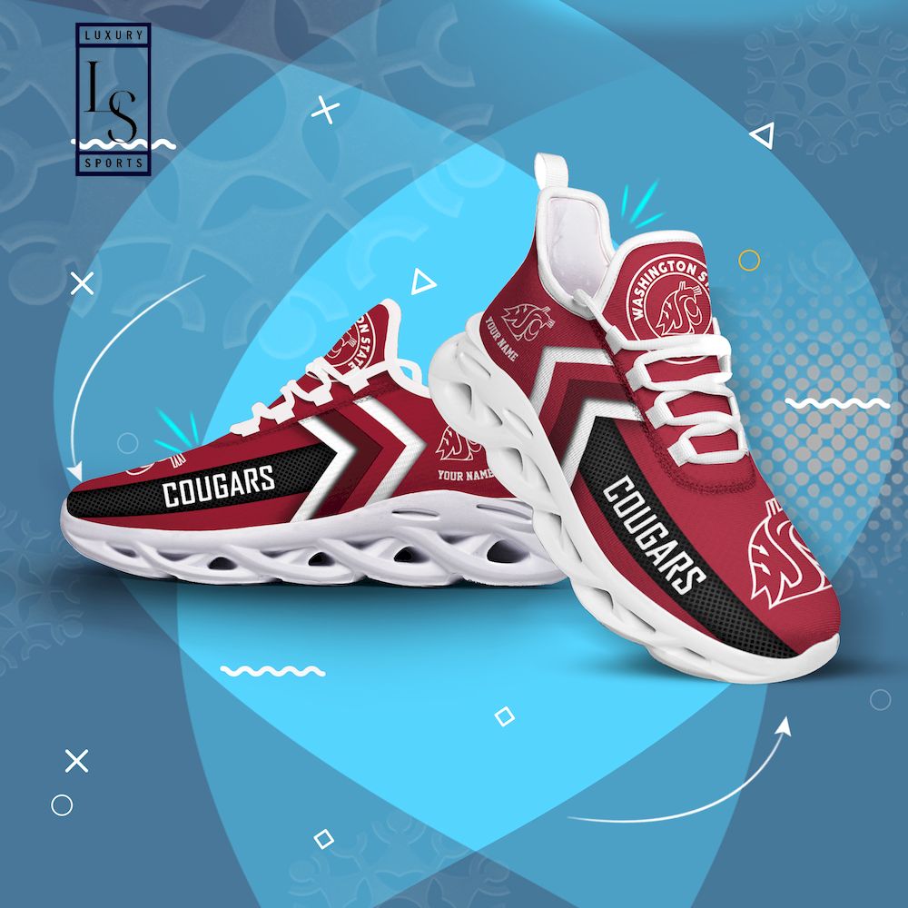 Washington State Cougars Personalized Max Soul Shoes - Famjoys Washington State Cougars Personalized Max Soul Shoes - Famjoys
