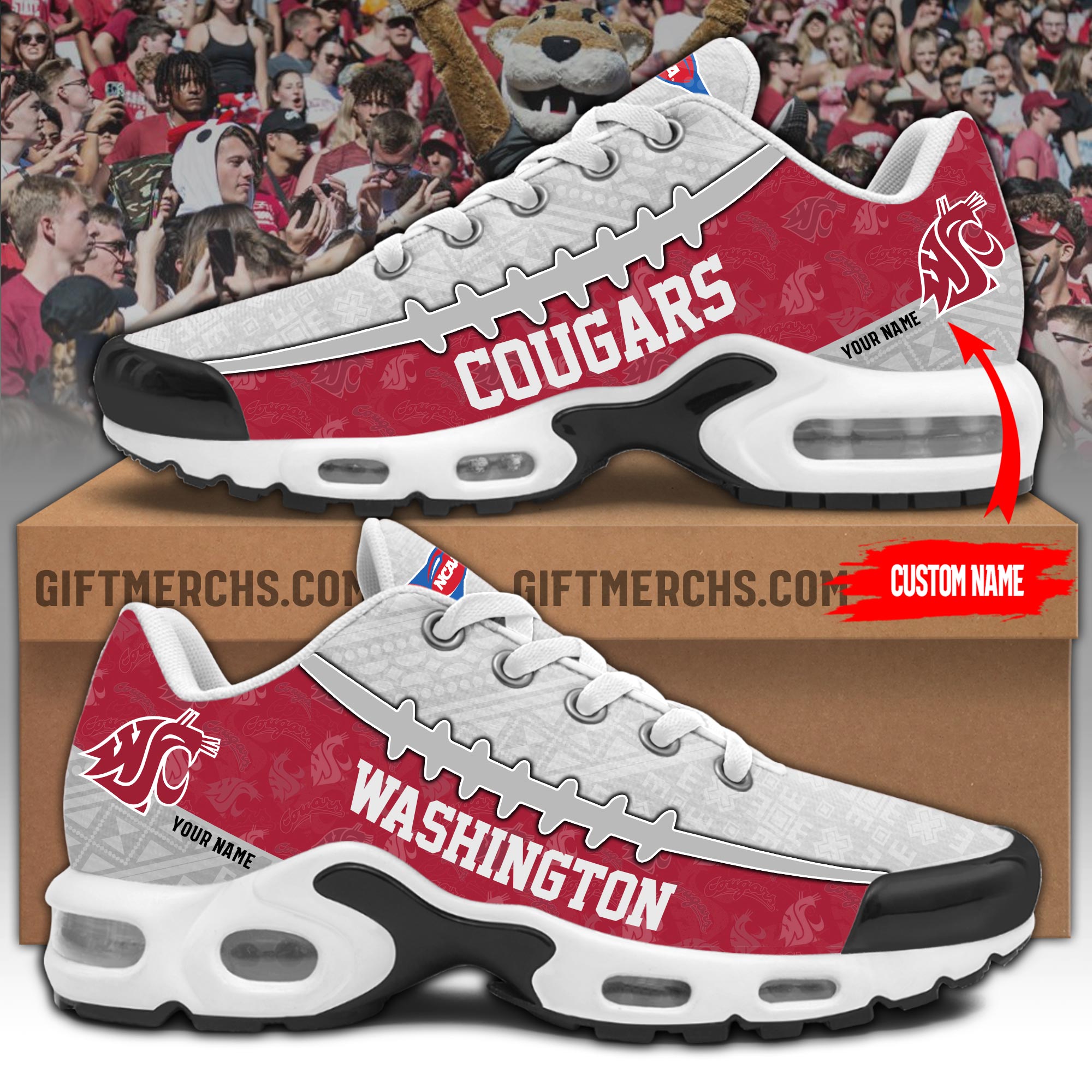 Washington State Cougars Personalized Shoes - Famjoys Washington State Cougars Personalized Shoes - Famjoys