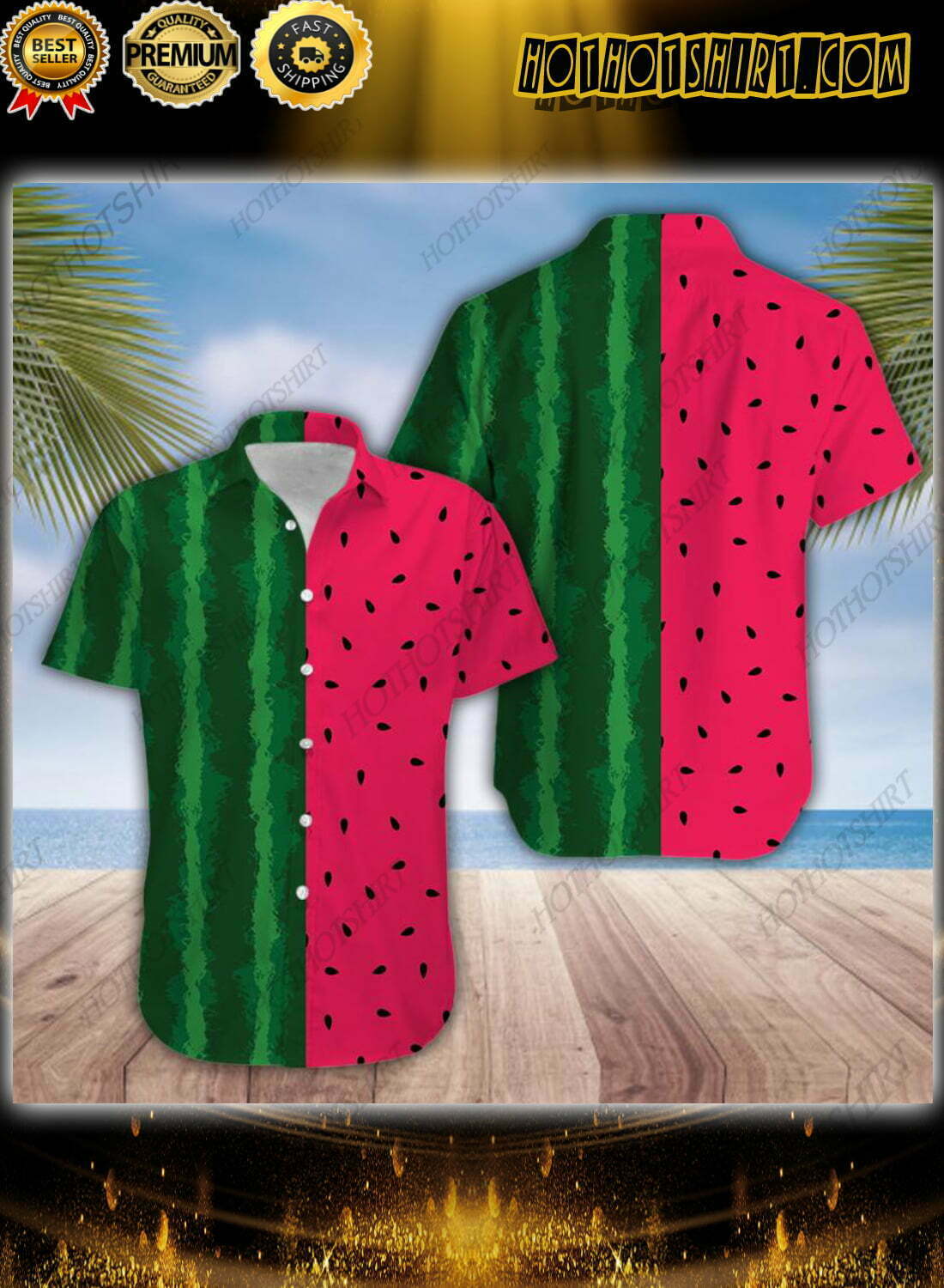 Watermelon Tropical Fruit Hawaiian Shirt - Famjoys Watermelon Tropical Fruit Hawaiian Shirt - Famjoys