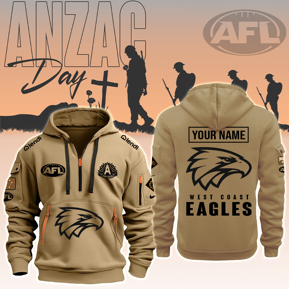 West Coast Eagles AFL Anzac Day New Hoodie - Famjoys West Coast Eagles AFL Anzac Day New Hoodie - Famjoys