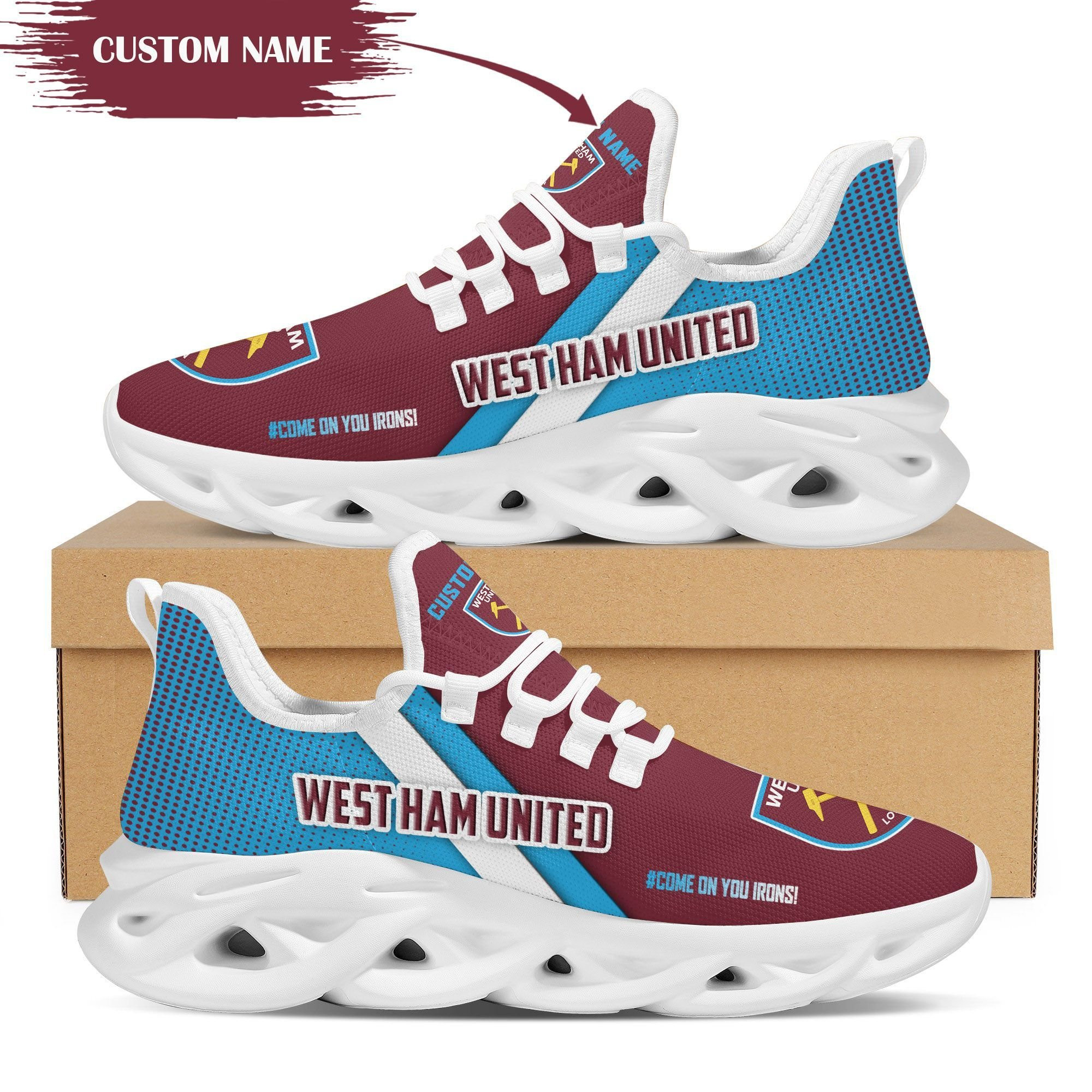 West Ham United Custom Personalized Max Soul Sneakers Shoes NHA - Famjoys West Ham United Custom Personalized Max Soul Sneakers Shoes NHA - Famjoys