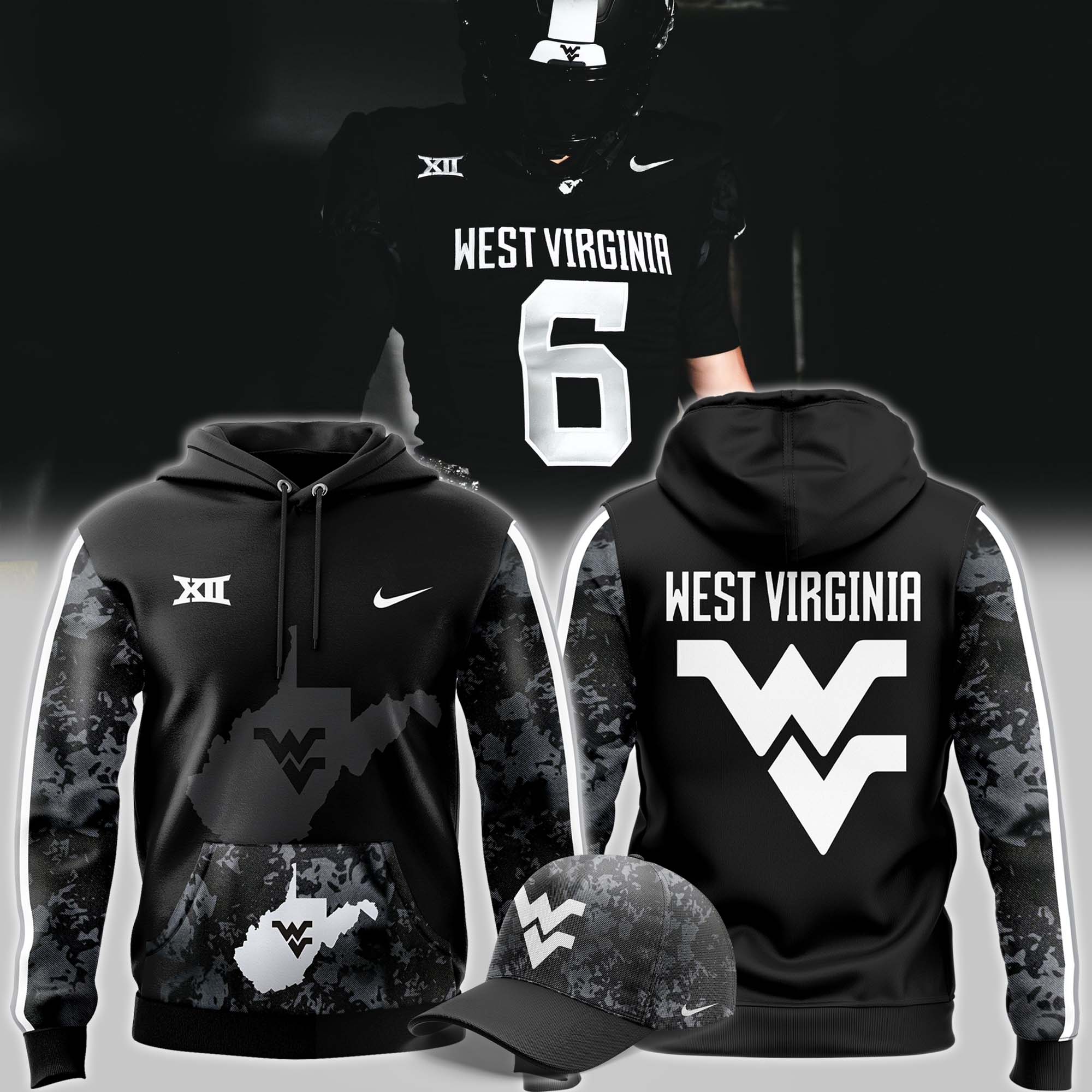 West Virginia Coal Rush Blackout Hoodie - Famjoys West Virginia Coal Rush Blackout Hoodie - Famjoys