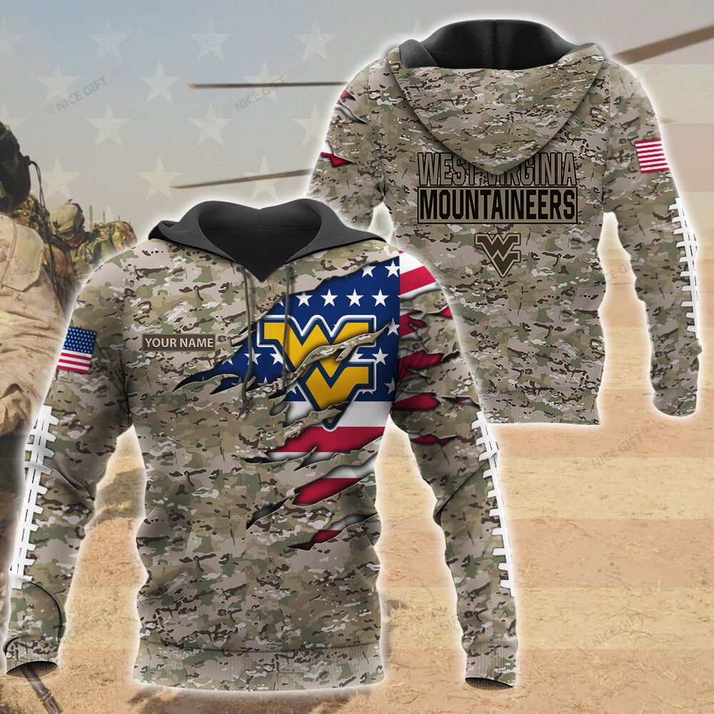 West Virginia Mountaineers Custom Name Camouflage Hoodie - Famjoys West Virginia Mountaineers Custom Name Camouflage Hoodie - Famjoys