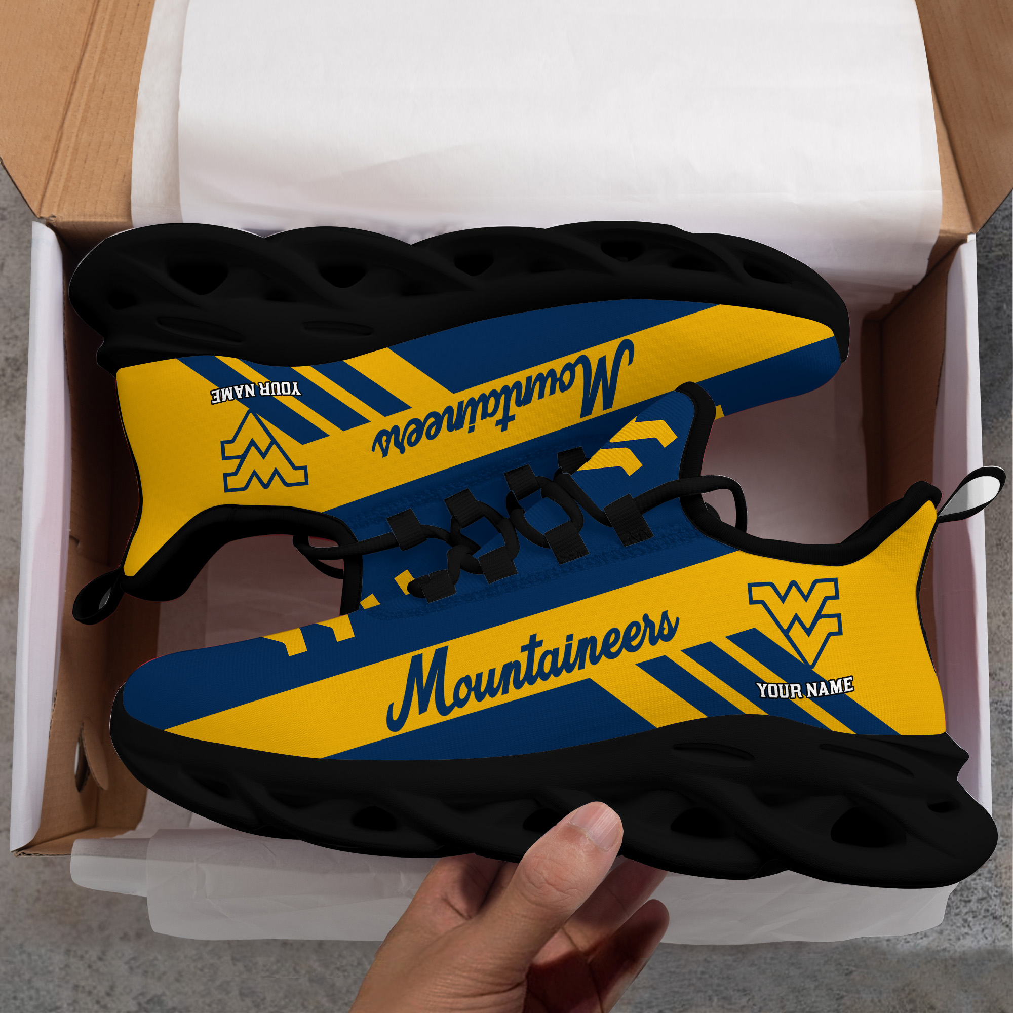 West Virginia Mountaineers Custom Name PERSONALIZED MAX SOUL SHOES DS004 - Famjoys West Virginia Mountaineers Custom Name PERSONALIZED MAX SOUL SHOES DS004 - Famjoys
