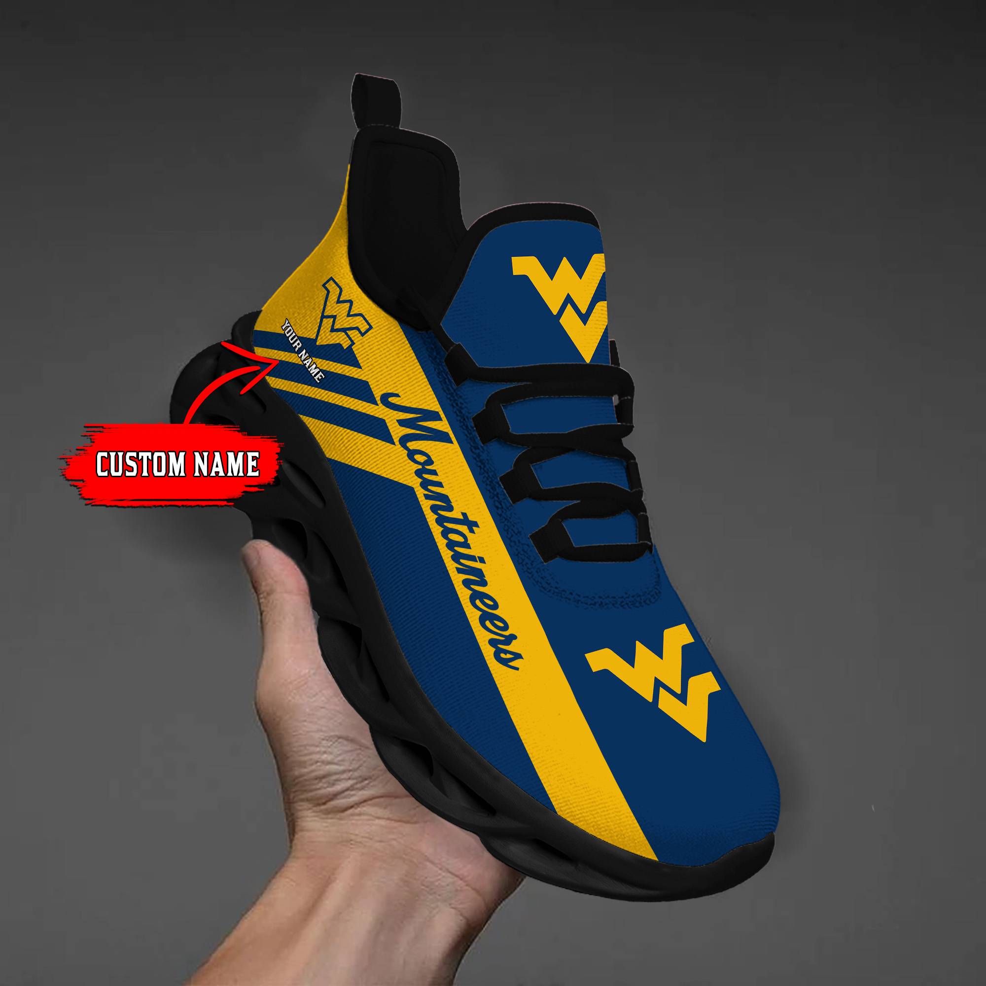 West Virginia Mountaineers Custom Name PERSONALIZED MAX SOUL SHOES DS004 - Famjoys West Virginia Mountaineers Custom Name PERSONALIZED MAX SOUL SHOES DS004 - Famjoys