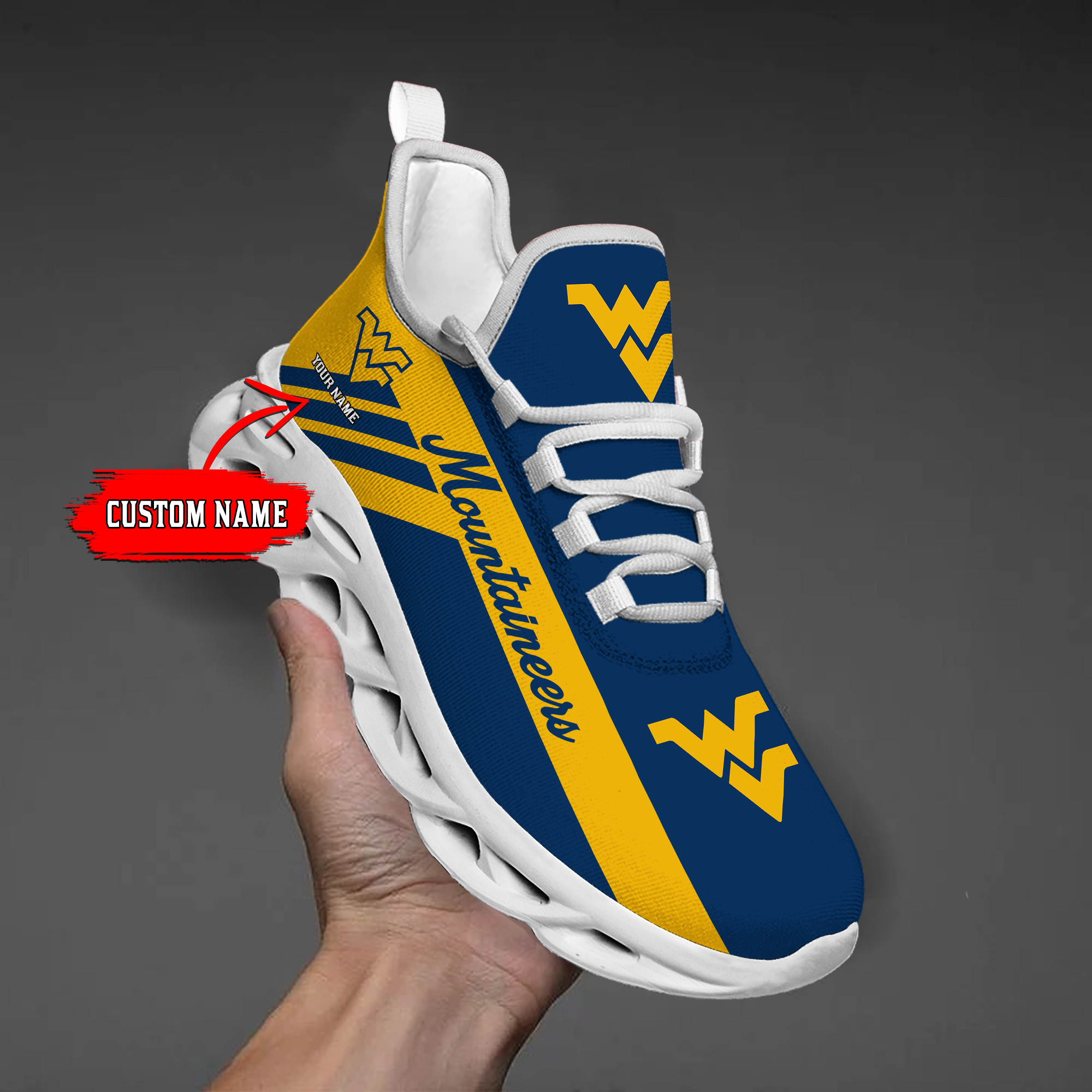 West Virginia Mountaineers Custom Name PERSONALIZED MAX SOUL SHOES DS004 - Famjoys West Virginia Mountaineers Custom Name PERSONALIZED MAX SOUL SHOES DS004 - Famjoys