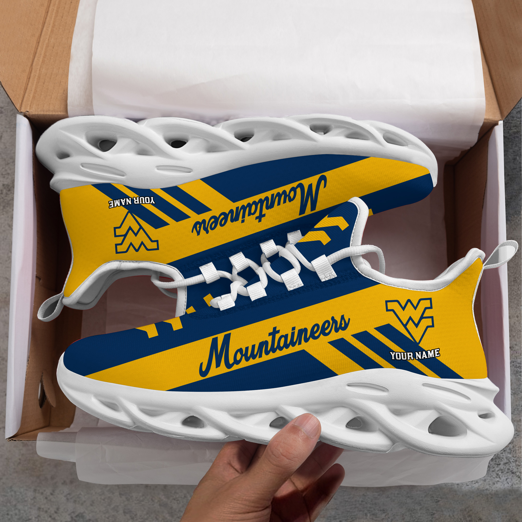 West Virginia Mountaineers Custom Name PERSONALIZED MAX SOUL SHOES DS004 - Famjoys West Virginia Mountaineers Custom Name PERSONALIZED MAX SOUL SHOES DS004 - Famjoys