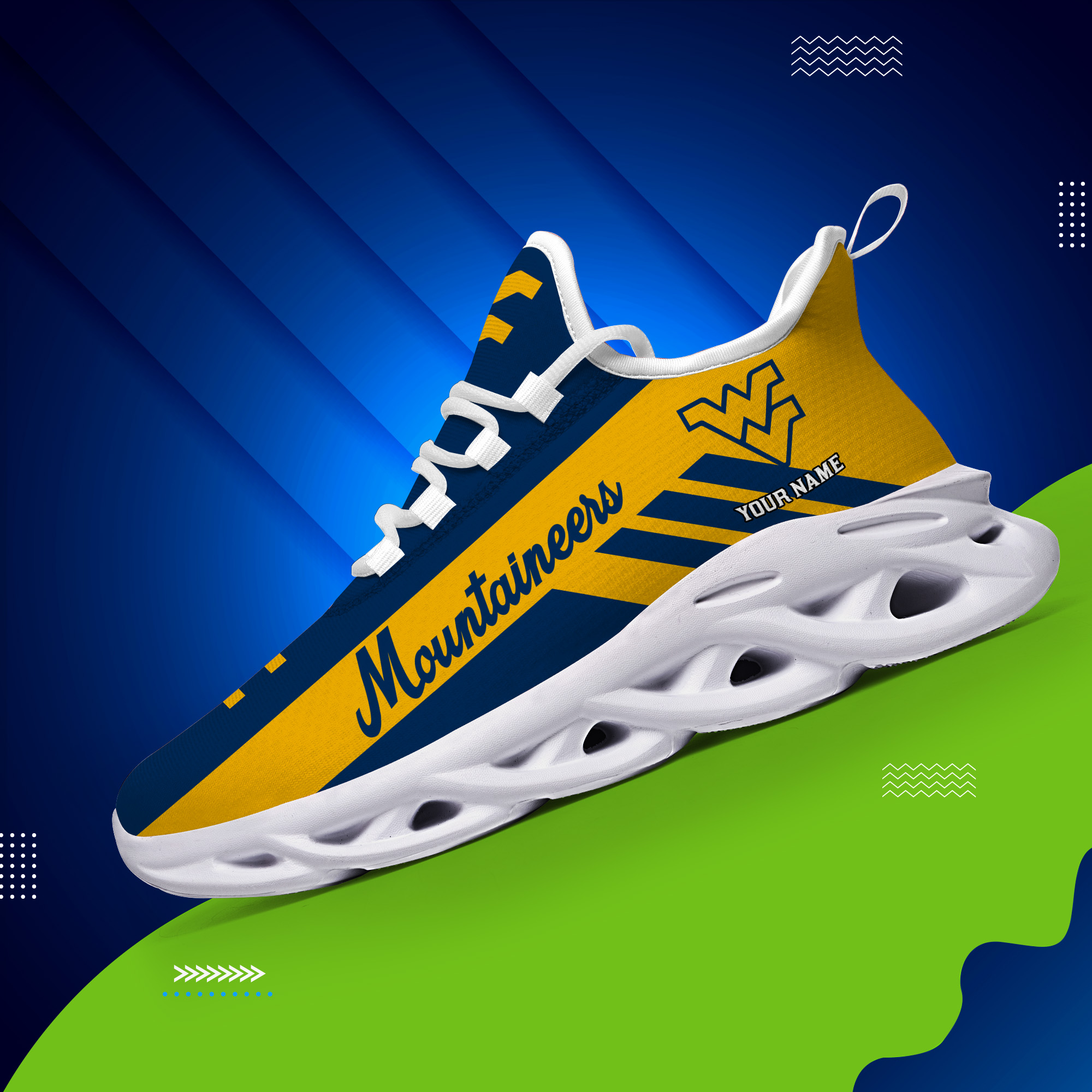West Virginia Mountaineers Custom Name PERSONALIZED MAX SOUL SHOES DS004 - Famjoys West Virginia Mountaineers Custom Name PERSONALIZED MAX SOUL SHOES DS004 - Famjoys