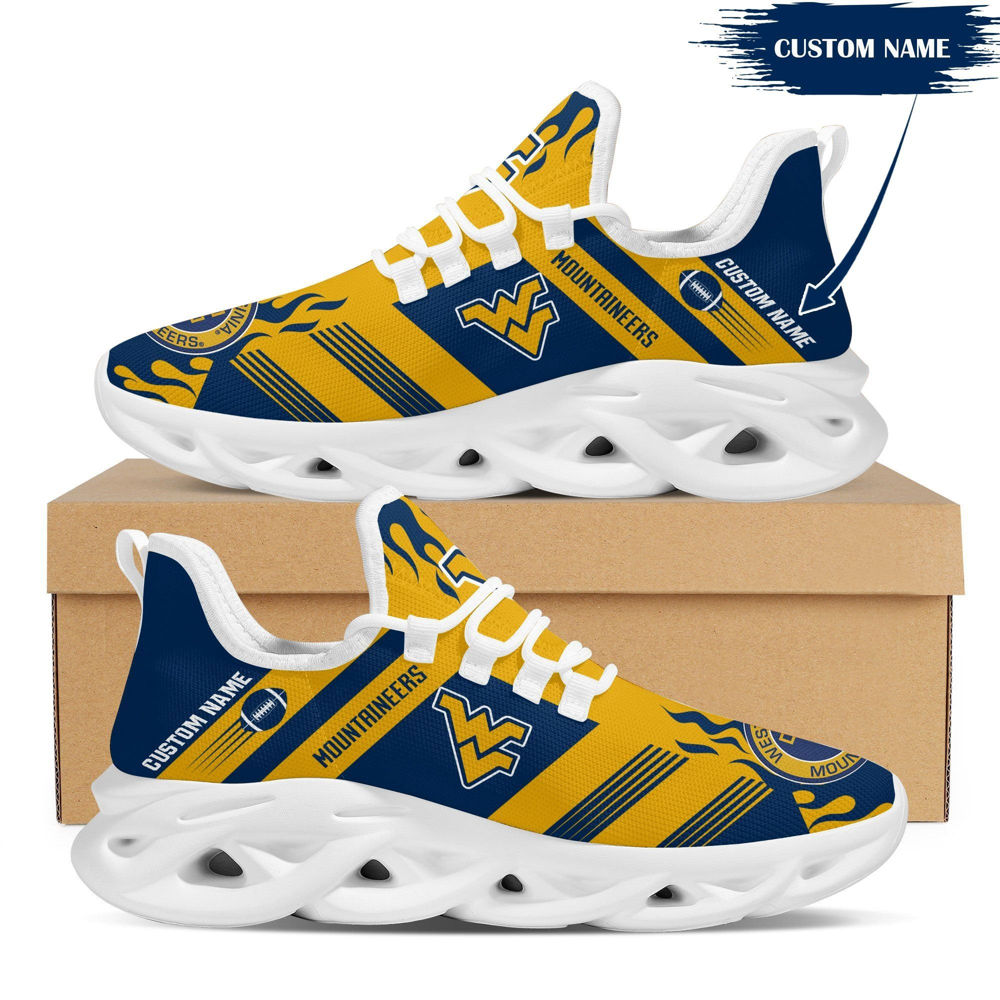 West Virginia Mountaineers Custom Personalized Max Soul Sneakers Shoes - Famjoys West Virginia Mountaineers Custom Personalized Max Soul Sneakers Shoes - Famjoys