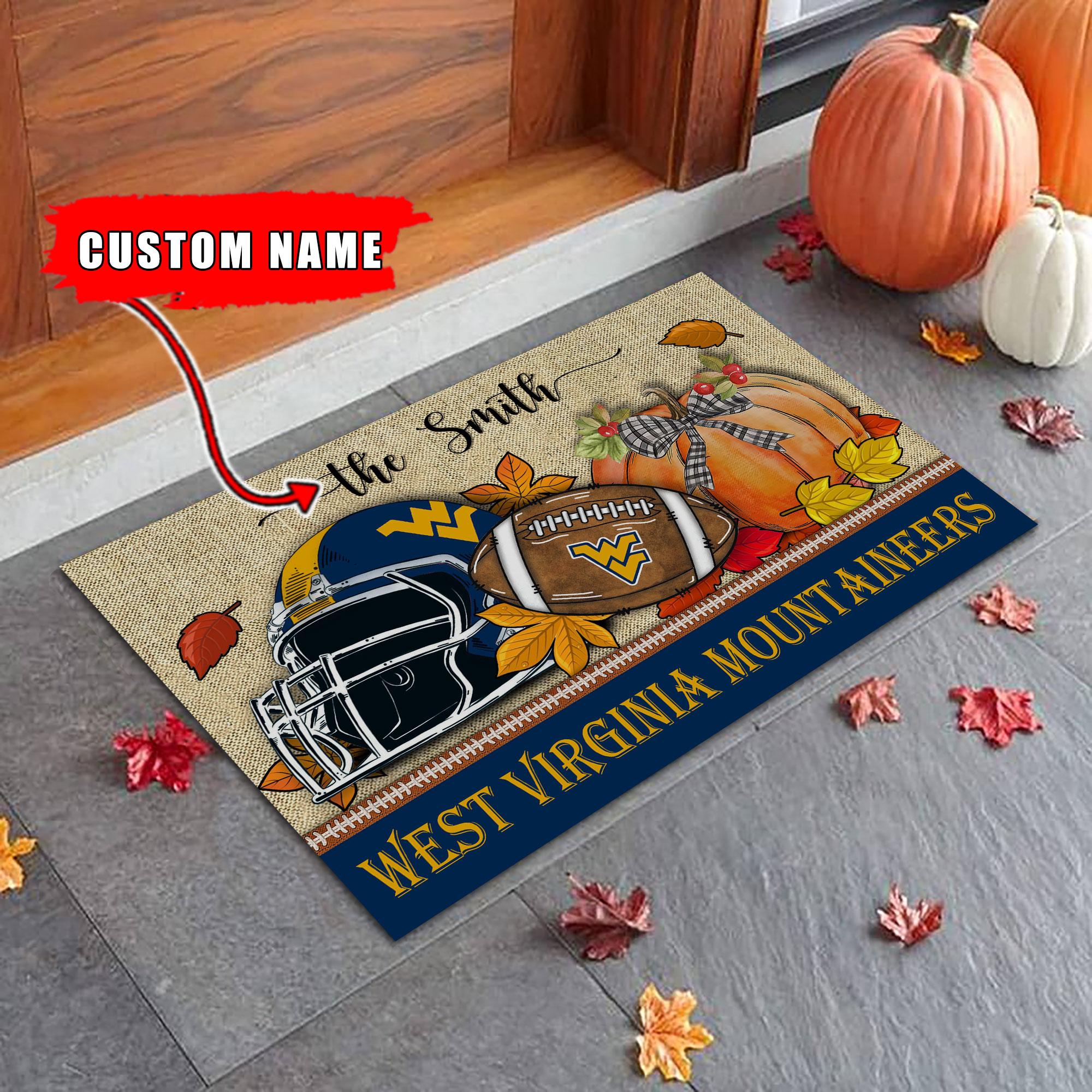 West Virginia Mountaineers Fall Football Doormat - Famjoys West Virginia Mountaineers Fall Football Doormat - Famjoys