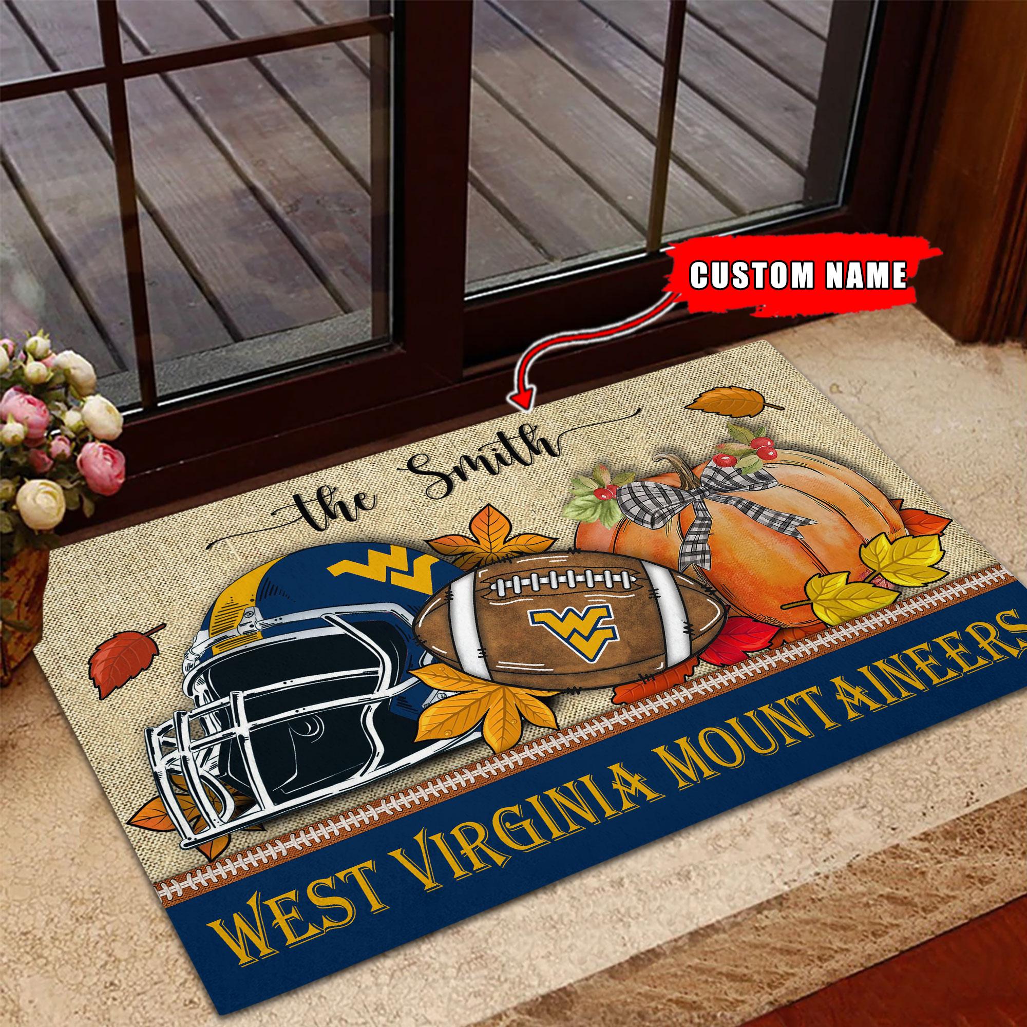 West Virginia Mountaineers Fall Football Doormat - Famjoys West Virginia Mountaineers Fall Football Doormat - Famjoys
