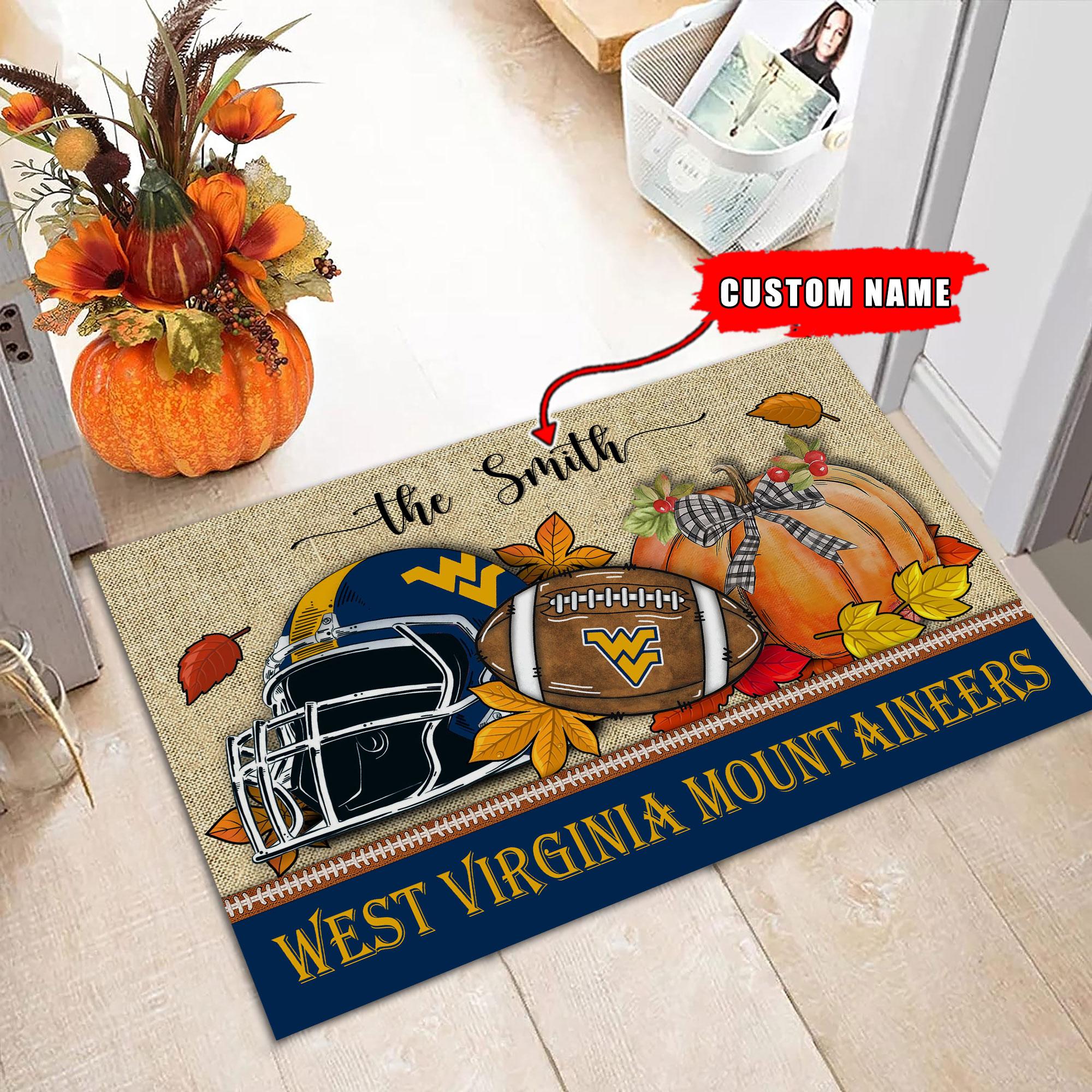 West Virginia Mountaineers Fall Football Doormat - Famjoys West Virginia Mountaineers Fall Football Doormat - Famjoys