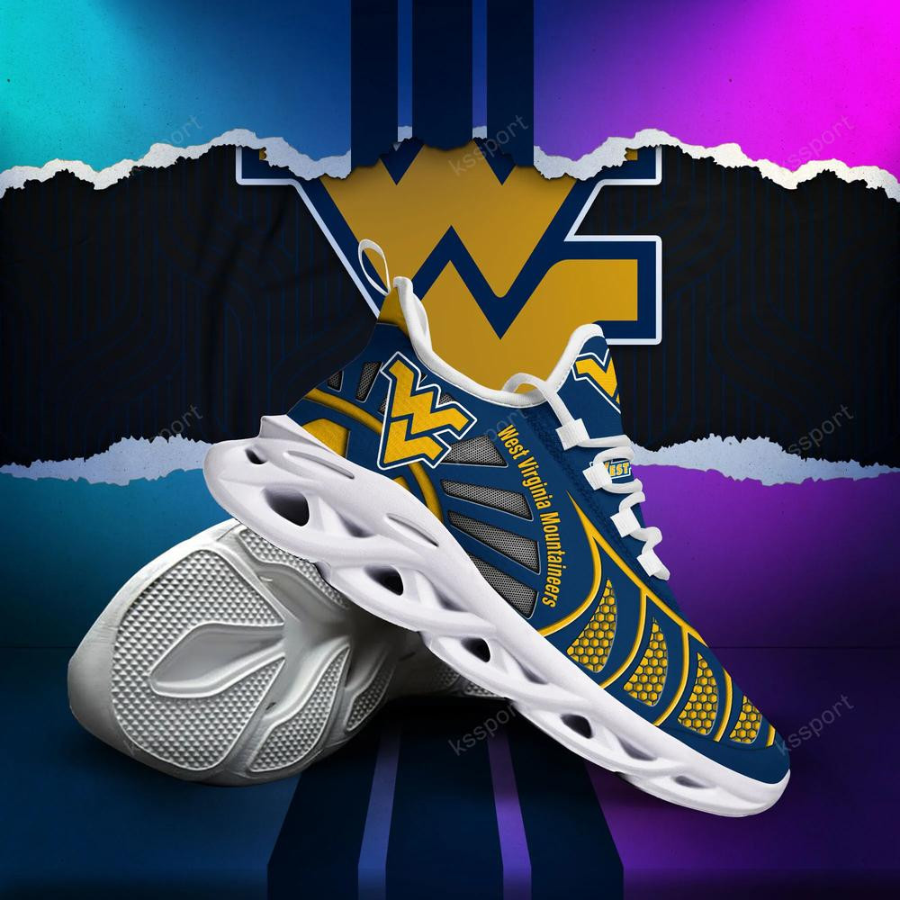 West Virginia Mountaineers Max Soul Clunky, Black And White Running Shoes - Famjoys West Virginia Mountaineers Max Soul Clunky, Black And White Running Shoes - Famjoys