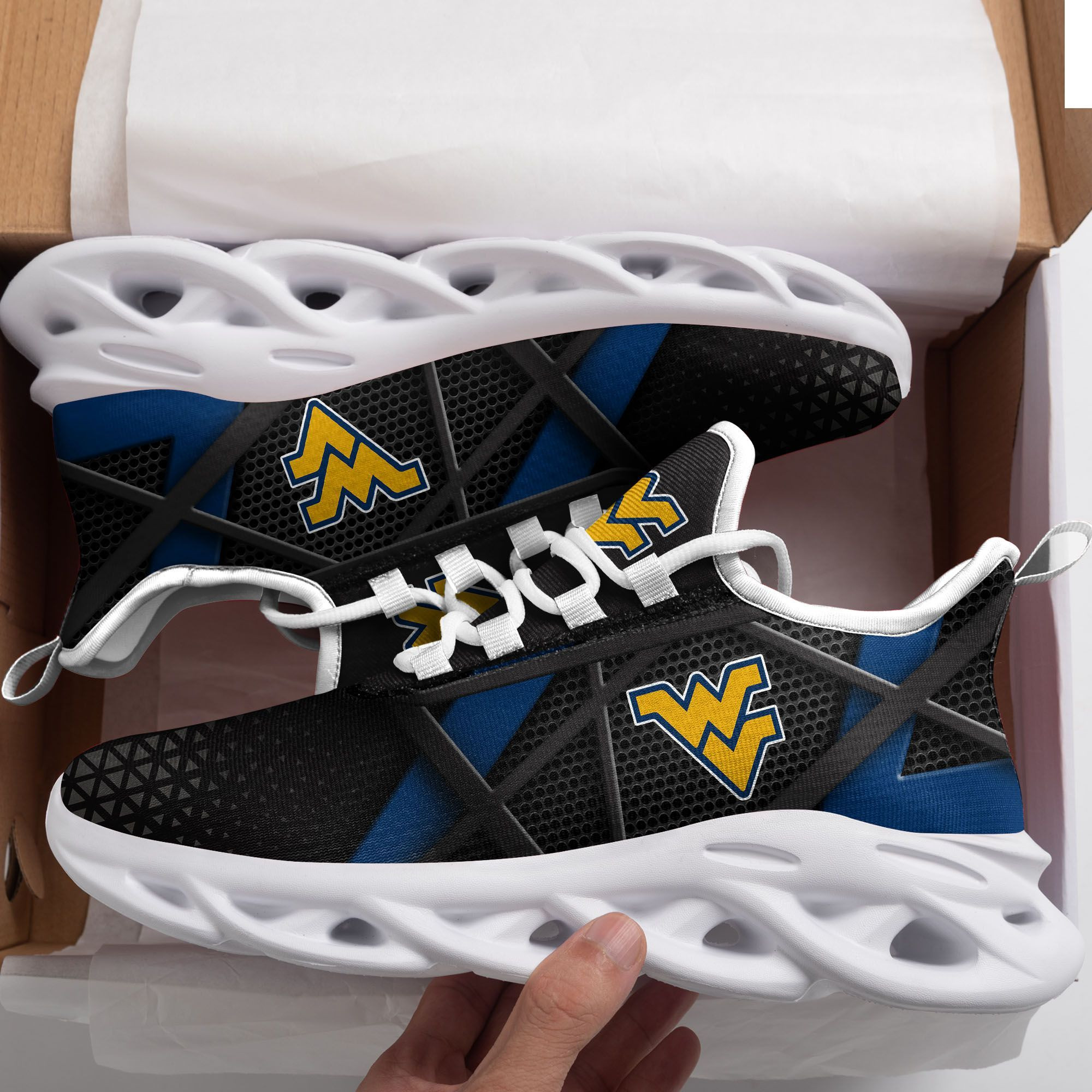 West Virginia Mountaineers Max Soul Sneakers Shoes - Famjoys West Virginia Mountaineers Max Soul Sneakers Shoes - Famjoys