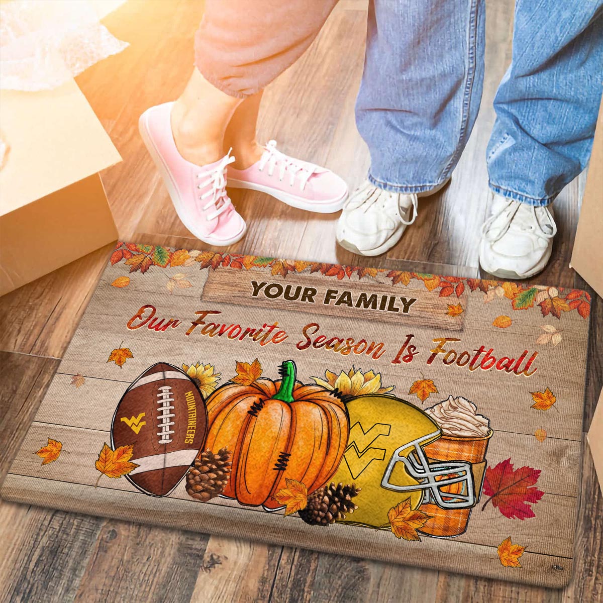 West Virginia Mountaineers Our Favorite Season is Football Doormat - Famjoys West Virginia Mountaineers Our Favorite Season is Football Doormat - Famjoys