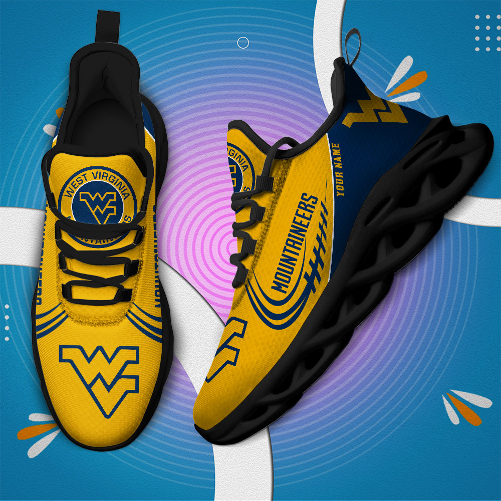 West Virginia Mountaineers PERSONALIZED MAX SOUL SHOES T1 - Famjoys West Virginia Mountaineers PERSONALIZED MAX SOUL SHOES T1 - Famjoys