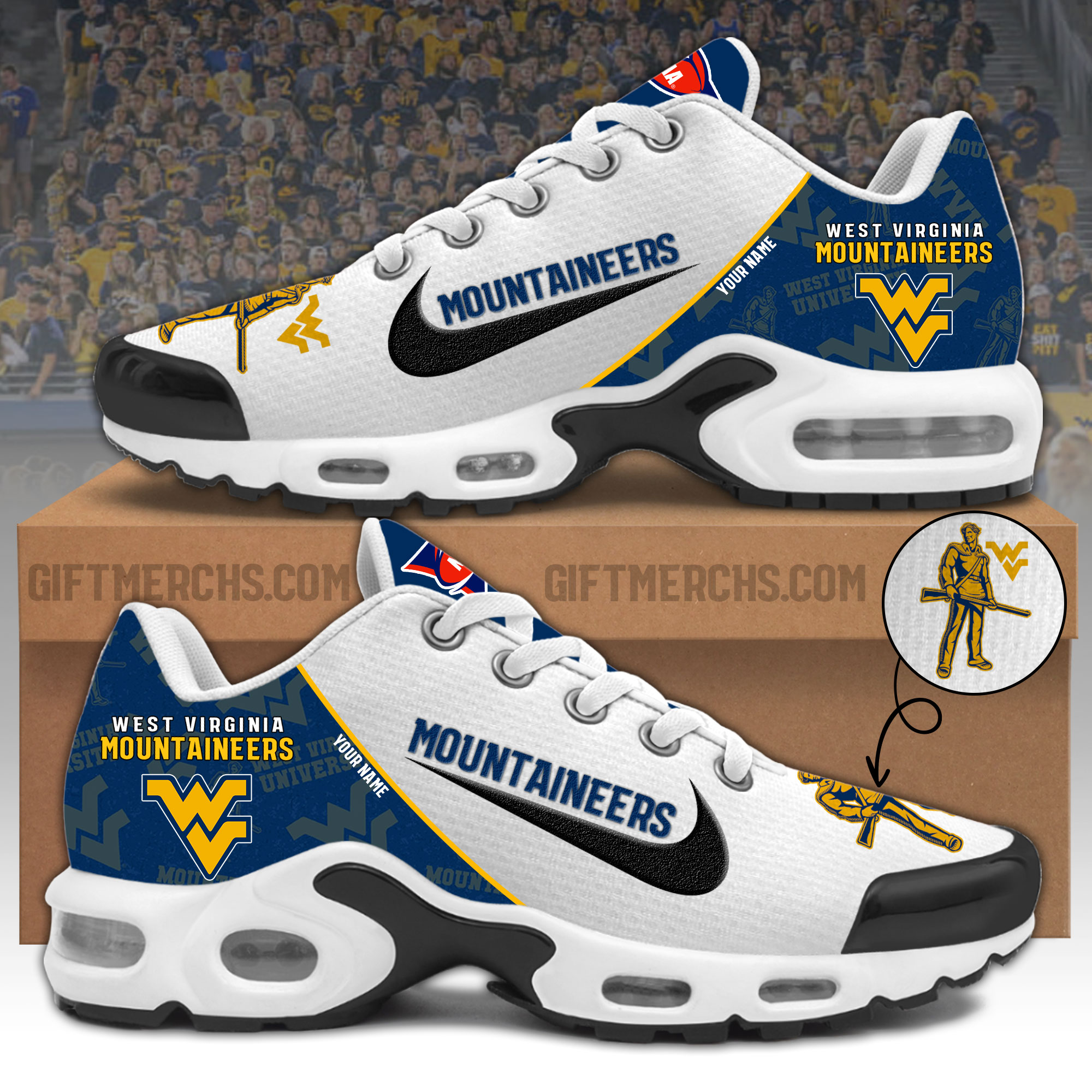 West Virginia Mountaineers Personalized Shoes - Famjoys West Virginia Mountaineers Personalized Shoes - Famjoys