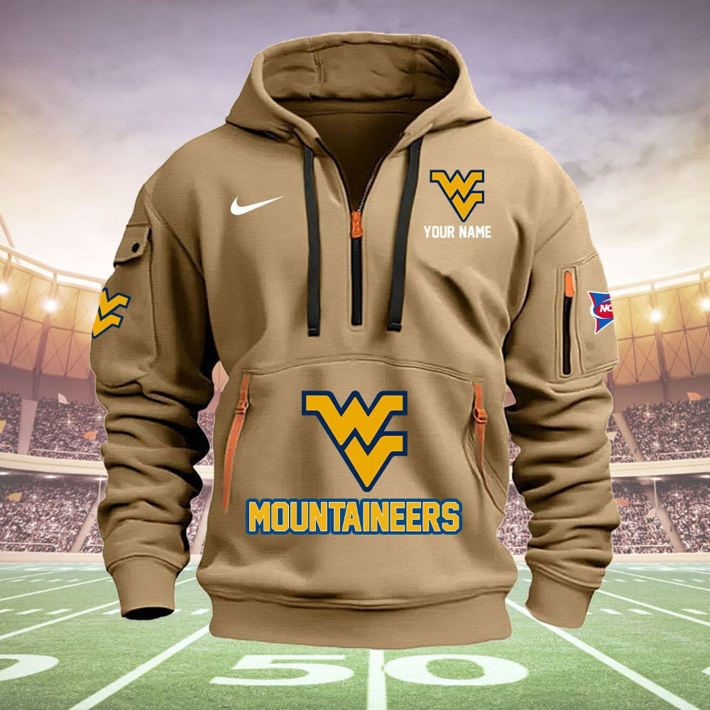 West Virginia Mountaineers Quarter Zip Hoodie - Famjoys West Virginia Mountaineers Quarter Zip Hoodie - Famjoys