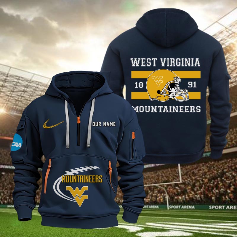 West Virginia Mountaineers Quarter Zip Hoodie - Famjoys West Virginia Mountaineers Quarter Zip Hoodie - Famjoys
