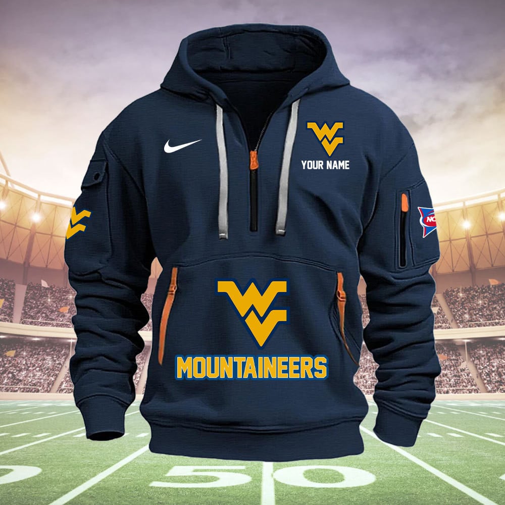 West Virginia Mountaineers Quarter Zip Hoodie - Famjoys West Virginia Mountaineers Quarter Zip Hoodie - Famjoys