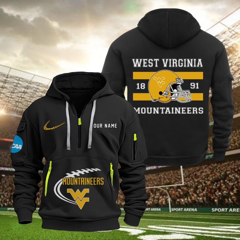 West Virginia Mountaineers Quarter Zip Hoodie - Famjoys West Virginia Mountaineers Quarter Zip Hoodie - Famjoys