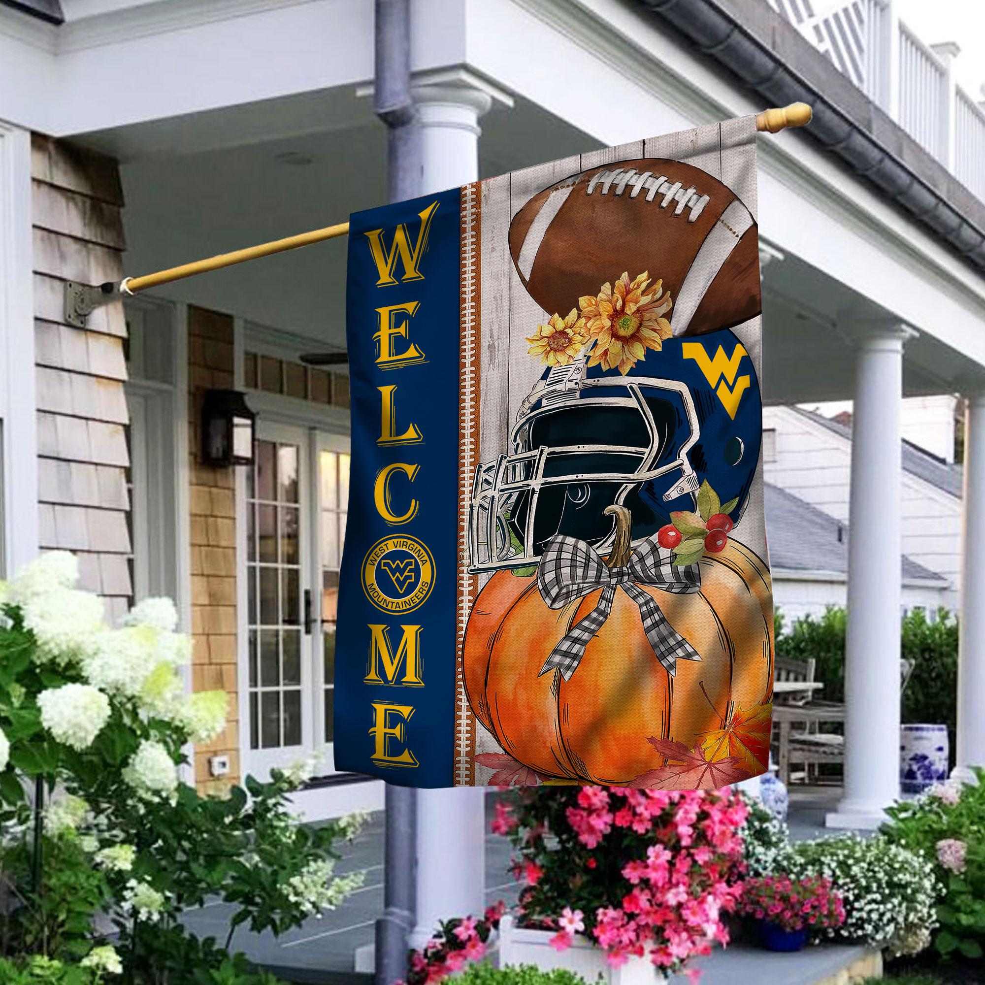 West Virginia Mountaineers Welcome Fall Football Garden Flag – Double Sided Printed - Famjoys West Virginia Mountaineers Welcome Fall Football Garden Flag – Double Sided Printed - Famjoys