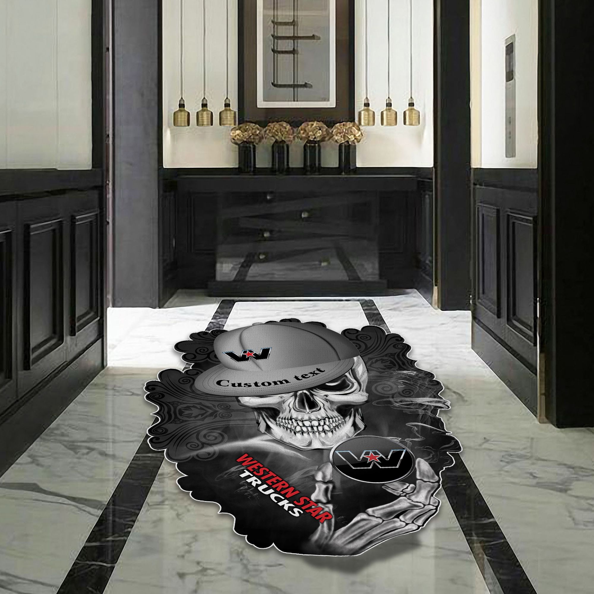 Wester Star Skull Shaped Luxurious Doormat, Rug Home Decor, Custom name - Famjoys Wester Star Skull Shaped Luxurious Doormat, Rug Home Decor, Custom name - Famjoys