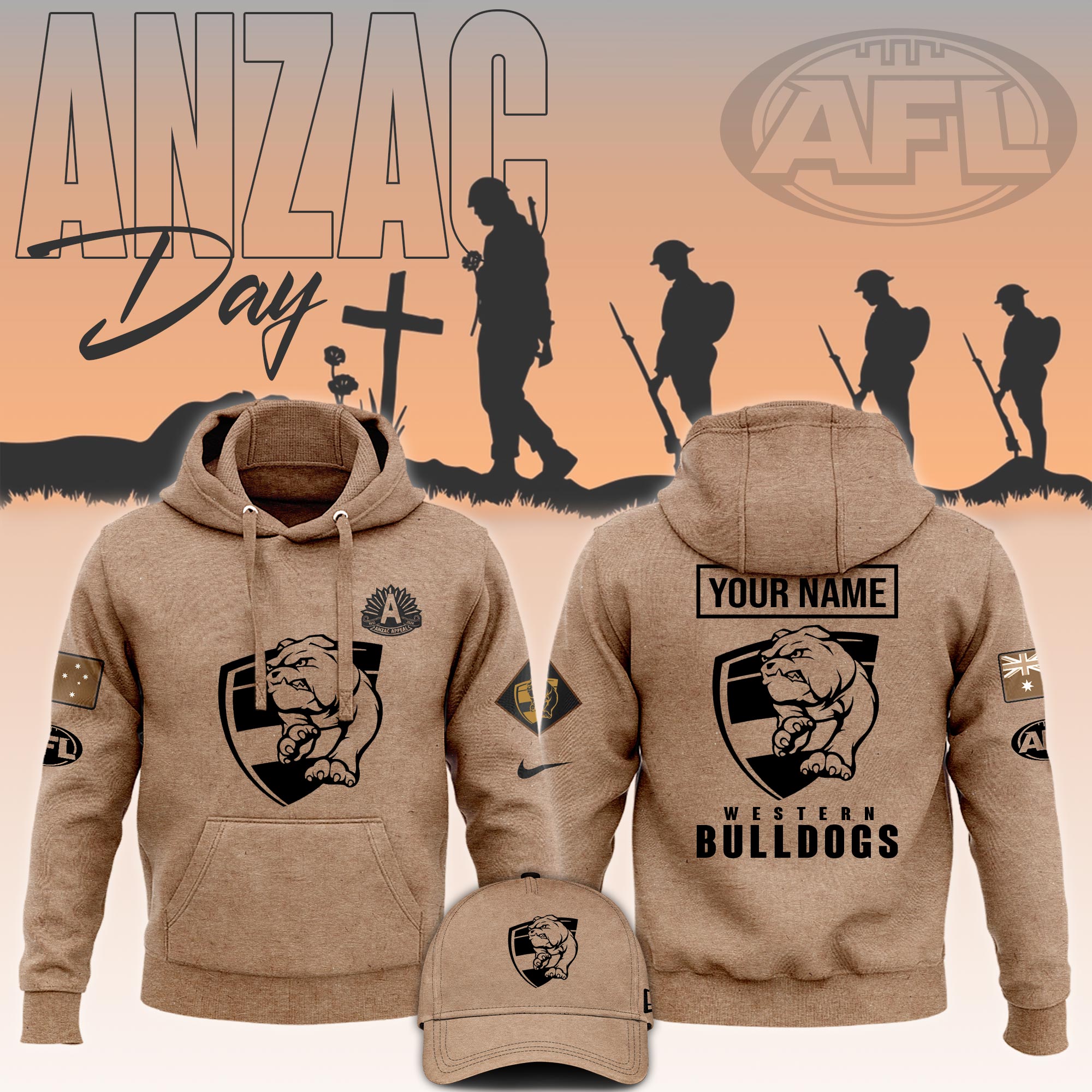Western Bulldogs AFL ANZAC Day New Hoodie - Famjoys Western Bulldogs AFL ANZAC Day New Hoodie - Famjoys