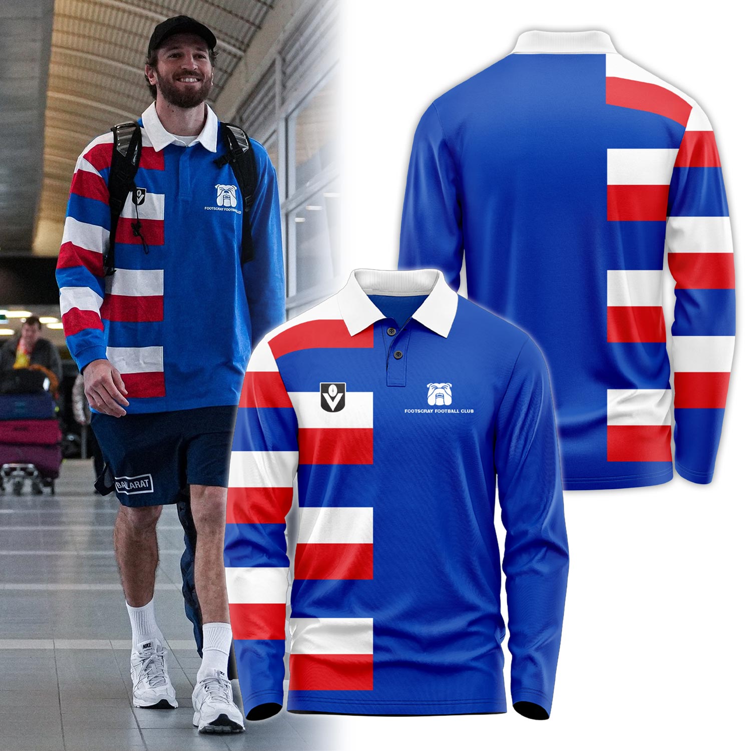 WESTERN BULLDOGS AFL NEW LONG SLEEVE SHIRT - Famjoys WESTERN BULLDOGS AFL NEW LONG SLEEVE SHIRT - Famjoys