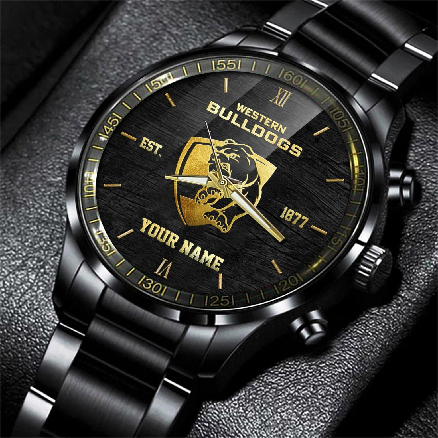 Western Bulldogs Black Fashion Watch Custom Your Name - Famjoys Western Bulldogs Black Fashion Watch Custom Your Name - Famjoys