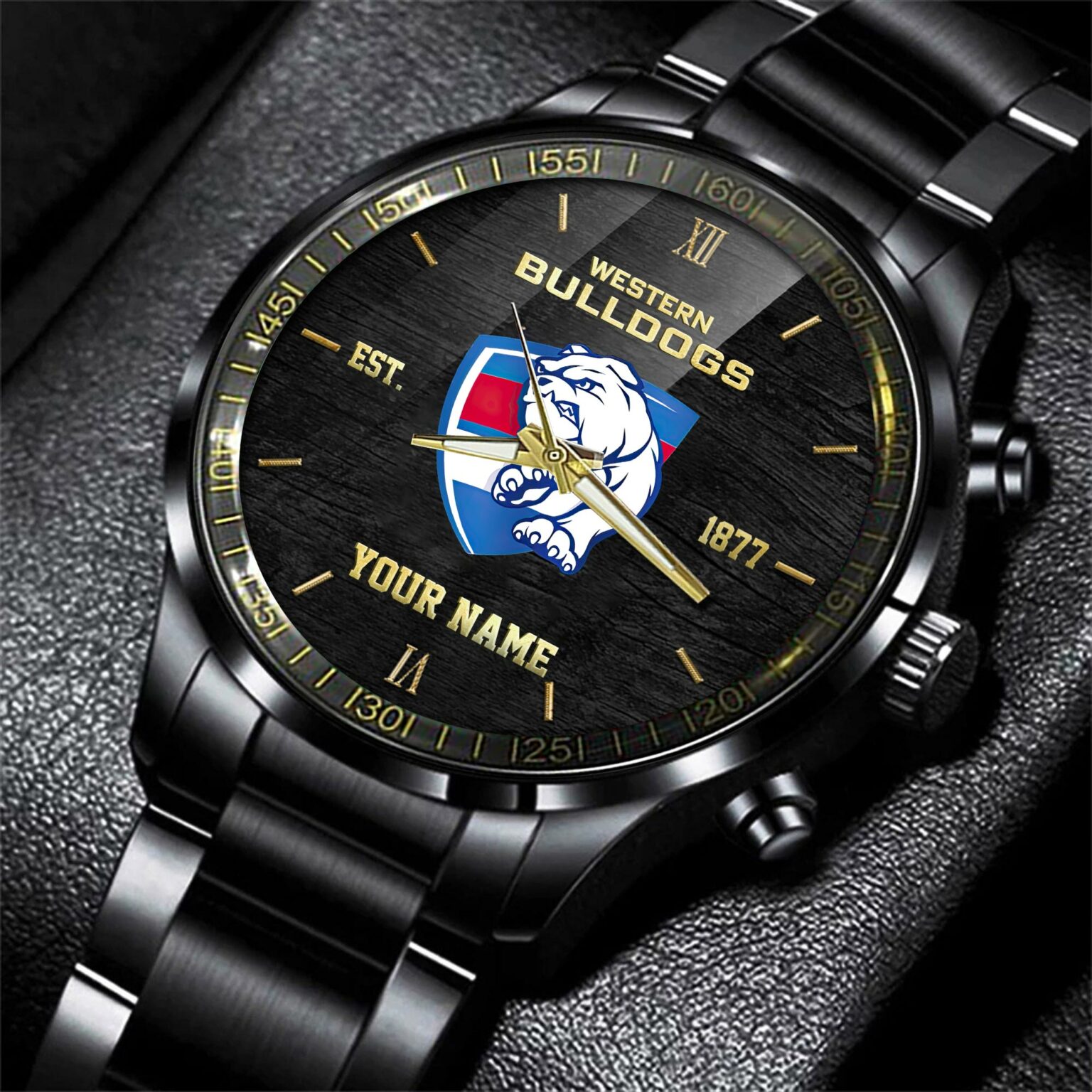 Western Bulldogs Black Fashion Watch Custom Your Name V1 - Famjoys Western Bulldogs Black Fashion Watch Custom Your Name V1 - Famjoys