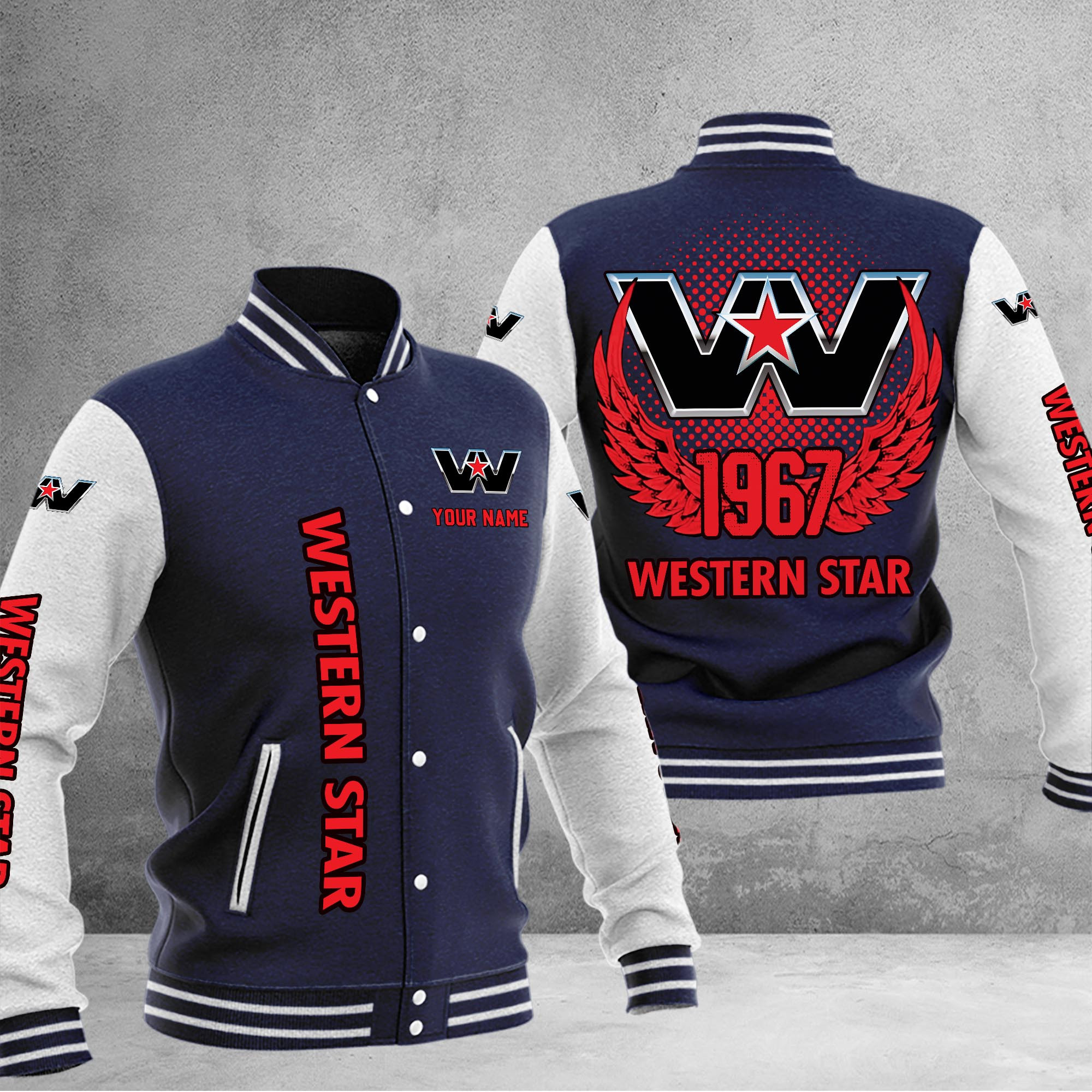 Western Star DMHJ1194 Baseball Jacket Multicolor - Famjoys Western Star DMHJ1194 Baseball Jacket Multicolor - Famjoys