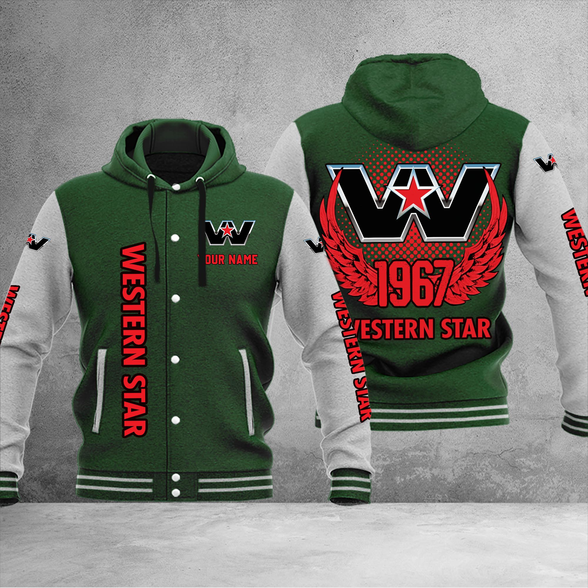 Western Star DMHJ1194 Baseball Jacket Multicolor - Famjoys Western Star DMHJ1194 Baseball Jacket Multicolor - Famjoys