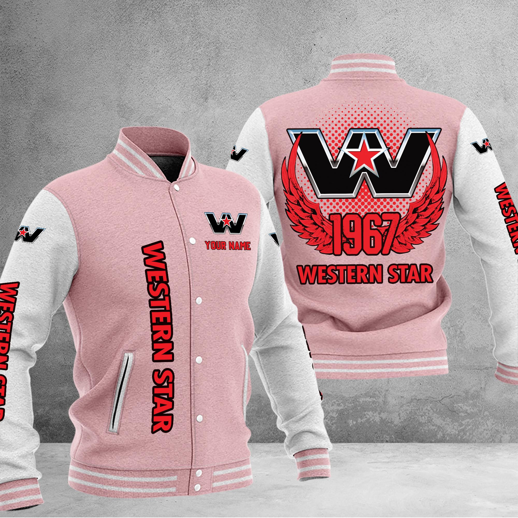 Western Star DMHJ1194 Baseball Jacket Multicolor - Famjoys Western Star DMHJ1194 Baseball Jacket Multicolor - Famjoys