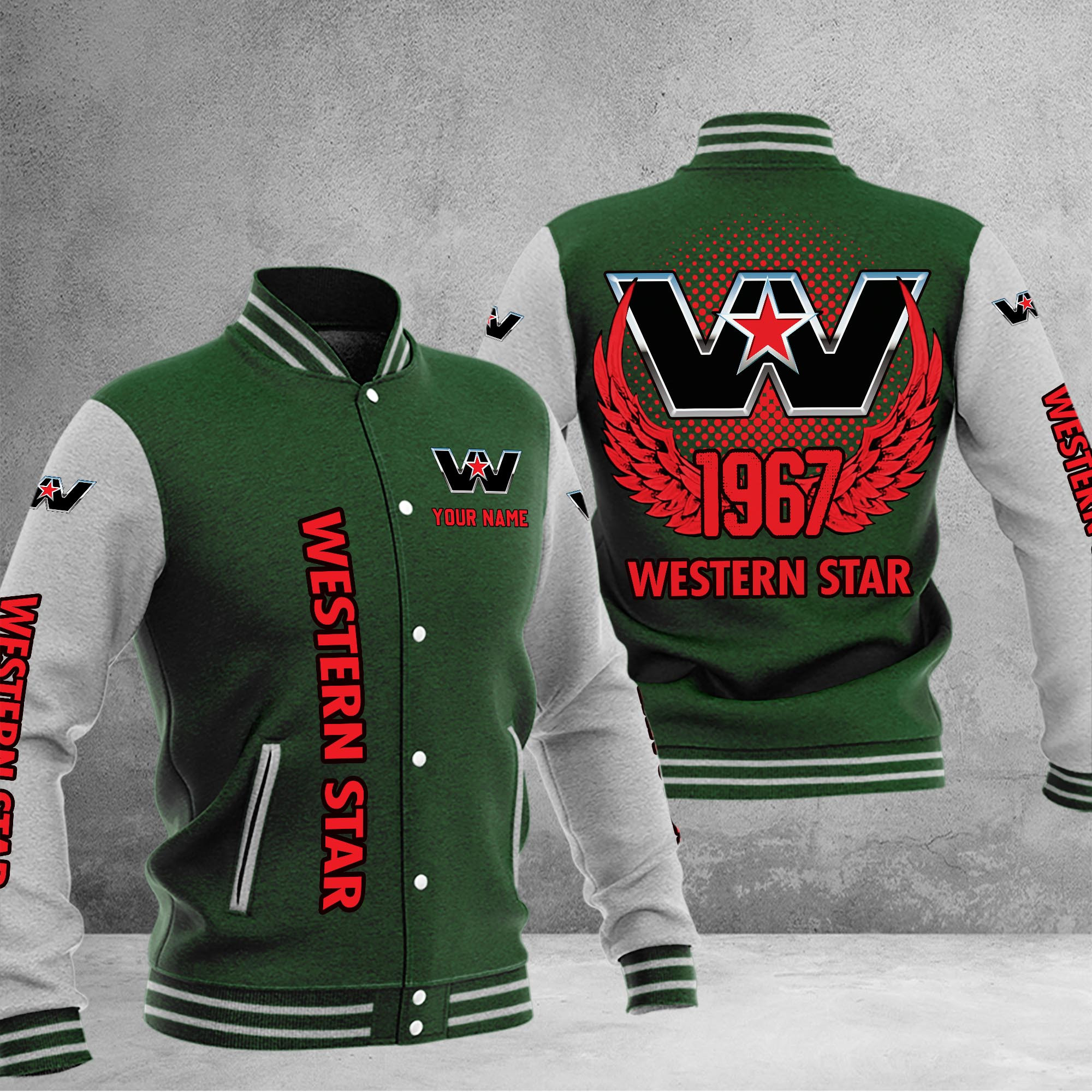 Western Star DMHJ1194 Baseball Jacket Multicolor - Famjoys Western Star DMHJ1194 Baseball Jacket Multicolor - Famjoys