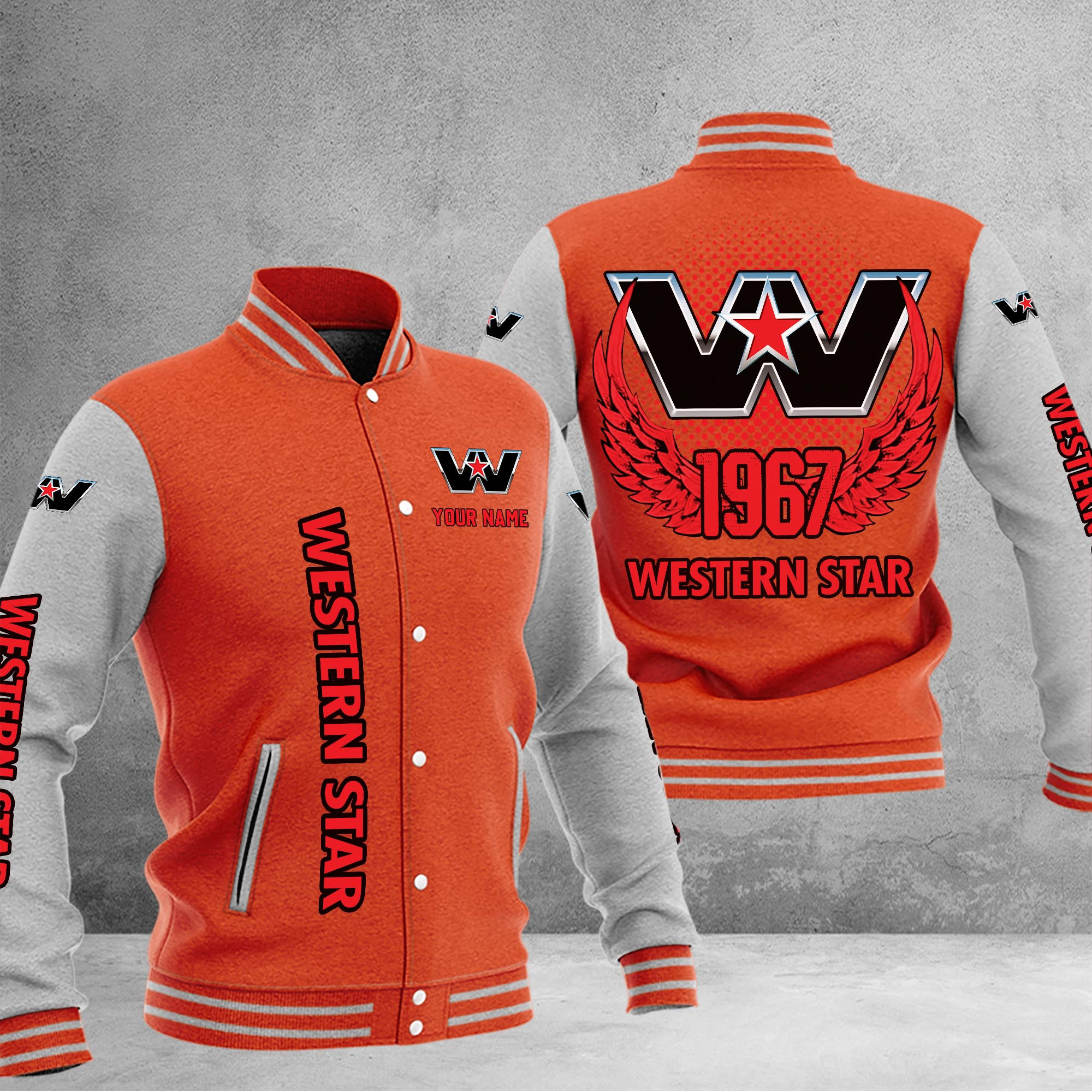 Western Star DMHJ1194 Baseball Jacket Multicolor - Famjoys Western Star DMHJ1194 Baseball Jacket Multicolor - Famjoys