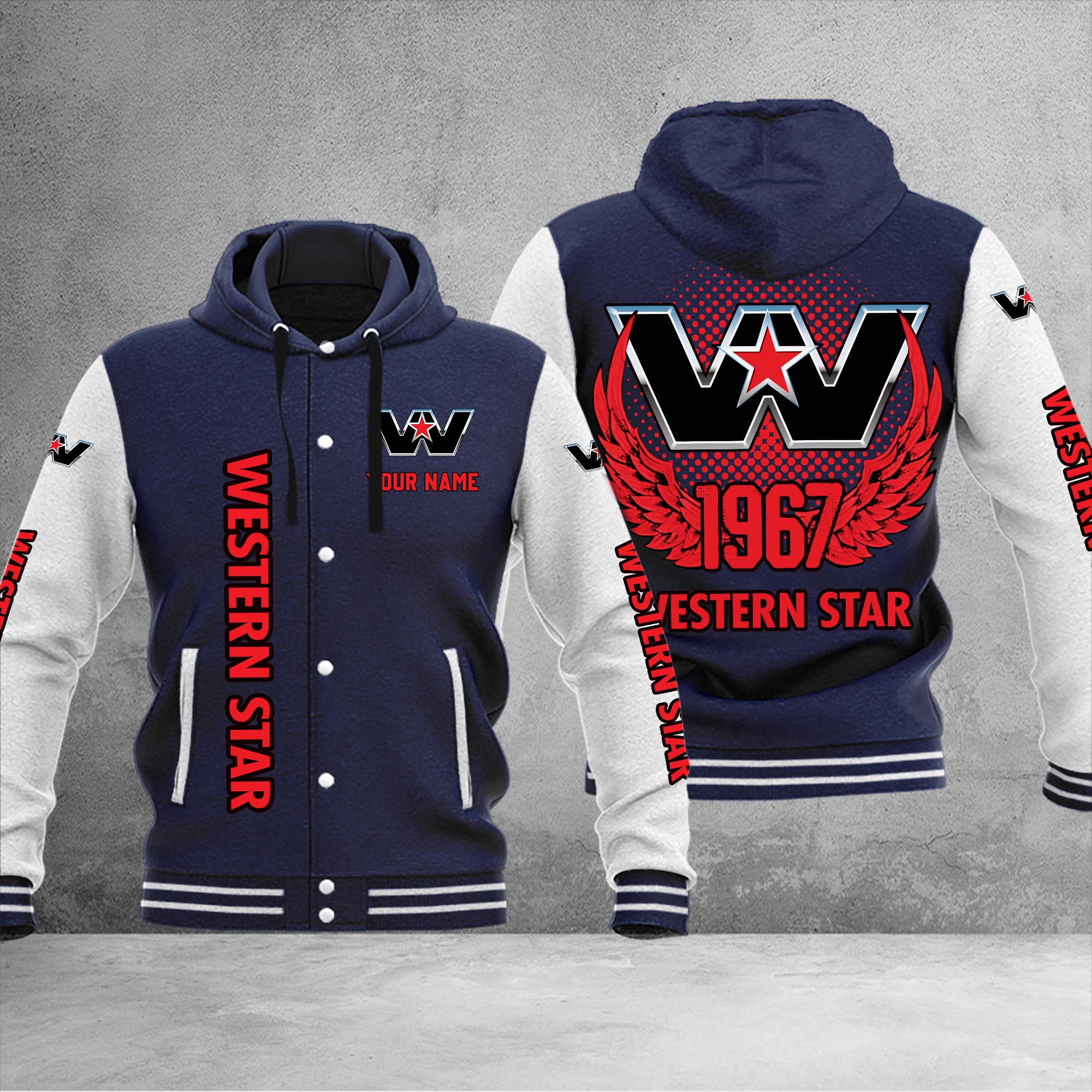 Western Star DMHJ1194 Baseball Jacket Multicolor - Famjoys Western Star DMHJ1194 Baseball Jacket Multicolor - Famjoys