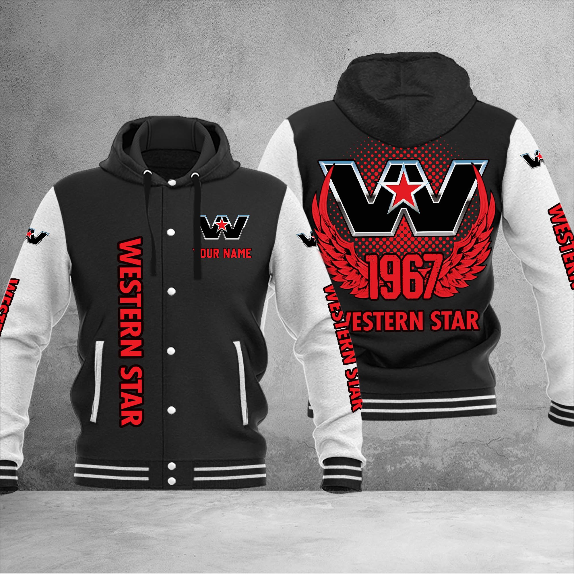 Western Star DMHJ1194 Baseball Jacket Multicolor - Famjoys Western Star DMHJ1194 Baseball Jacket Multicolor - Famjoys