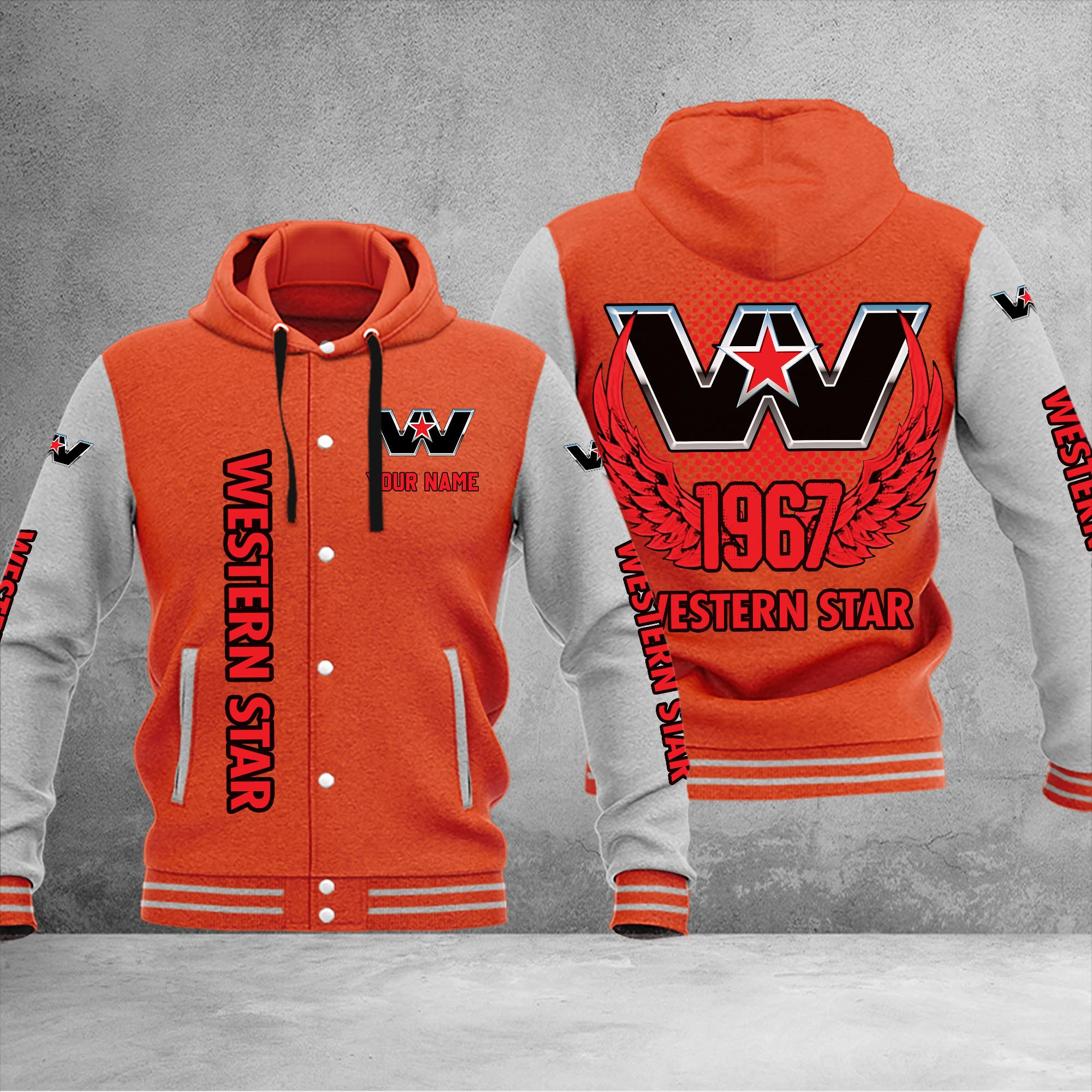 Western Star DMHJ1194 Baseball Jacket Multicolor - Famjoys Western Star DMHJ1194 Baseball Jacket Multicolor - Famjoys