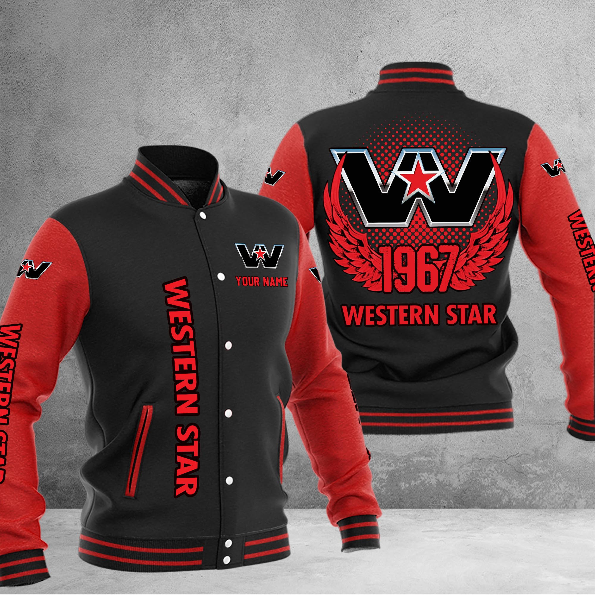 Western Star DMHJ1194 Baseball Jacket Multicolor - Famjoys Western Star DMHJ1194 Baseball Jacket Multicolor - Famjoys