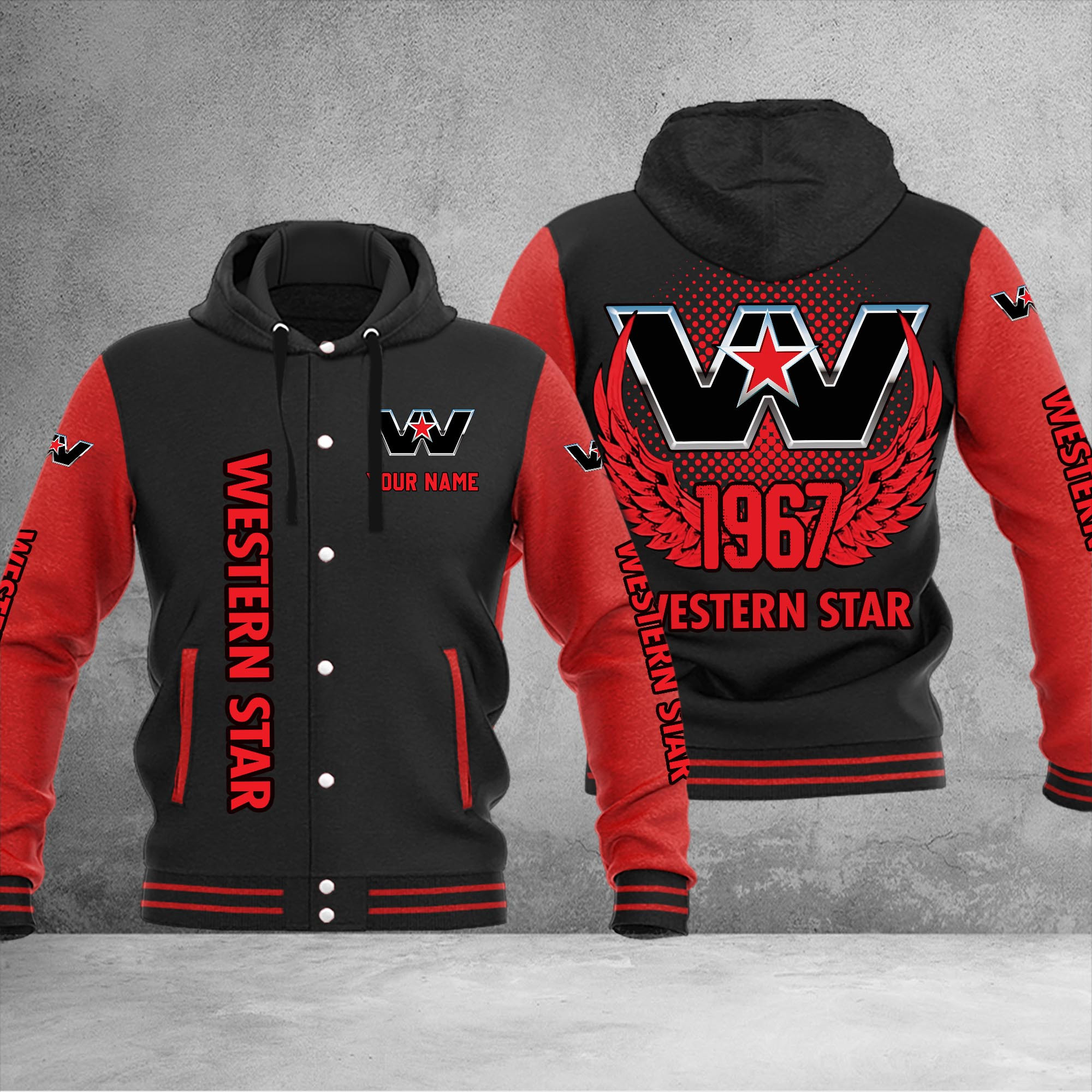 Western Star DMHJ1194 Baseball Jacket Multicolor - Famjoys Western Star DMHJ1194 Baseball Jacket Multicolor - Famjoys