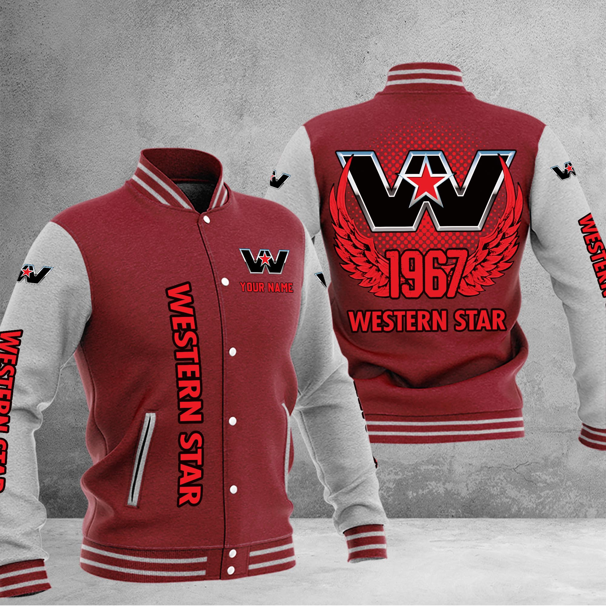 Western Star DMHJ1194 Baseball Jacket Multicolor - Famjoys Western Star DMHJ1194 Baseball Jacket Multicolor - Famjoys