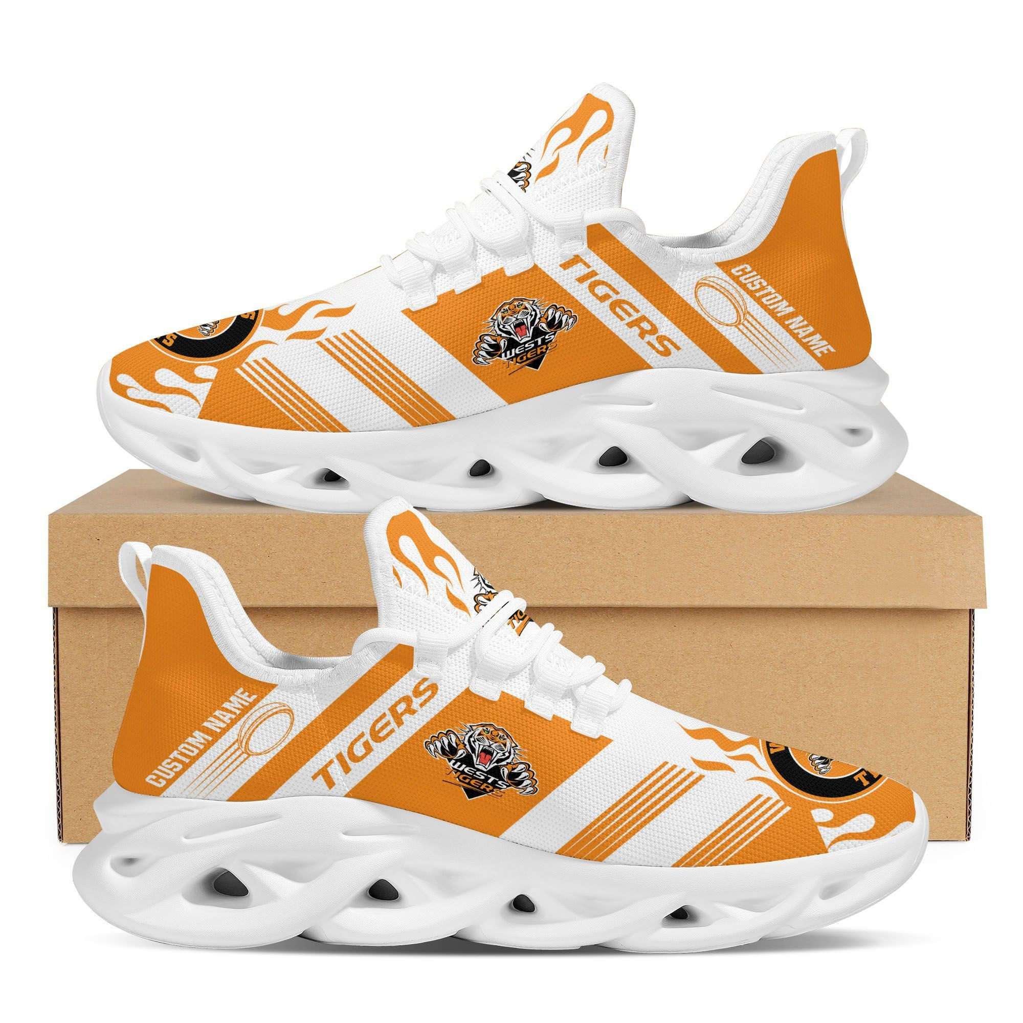 Wests Tigers Custom Personalized Max Soul Sneakers Shoes - Famjoys Wests Tigers Custom Personalized Max Soul Sneakers Shoes - Famjoys