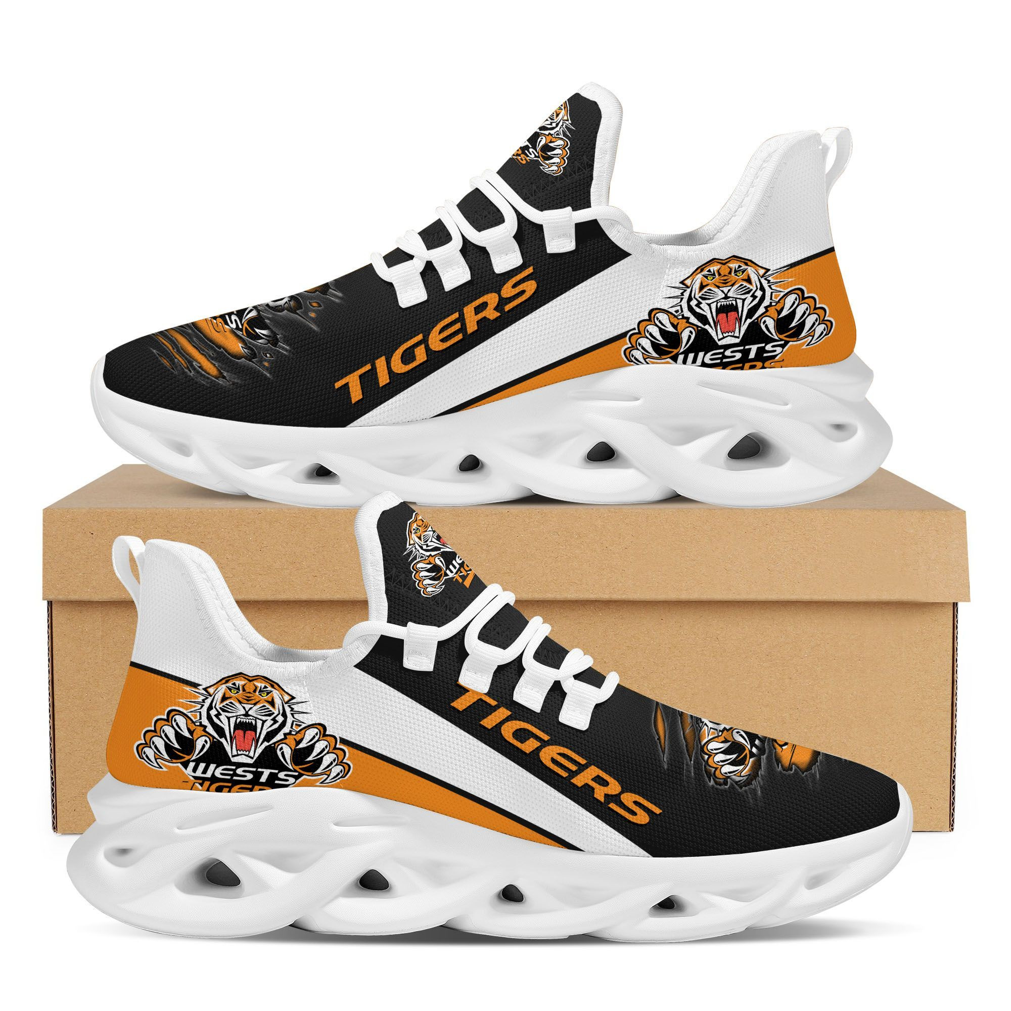 Wests Tigers Max Soul Sneakers Shoes - Famjoys Wests Tigers Max Soul Sneakers Shoes - Famjoys