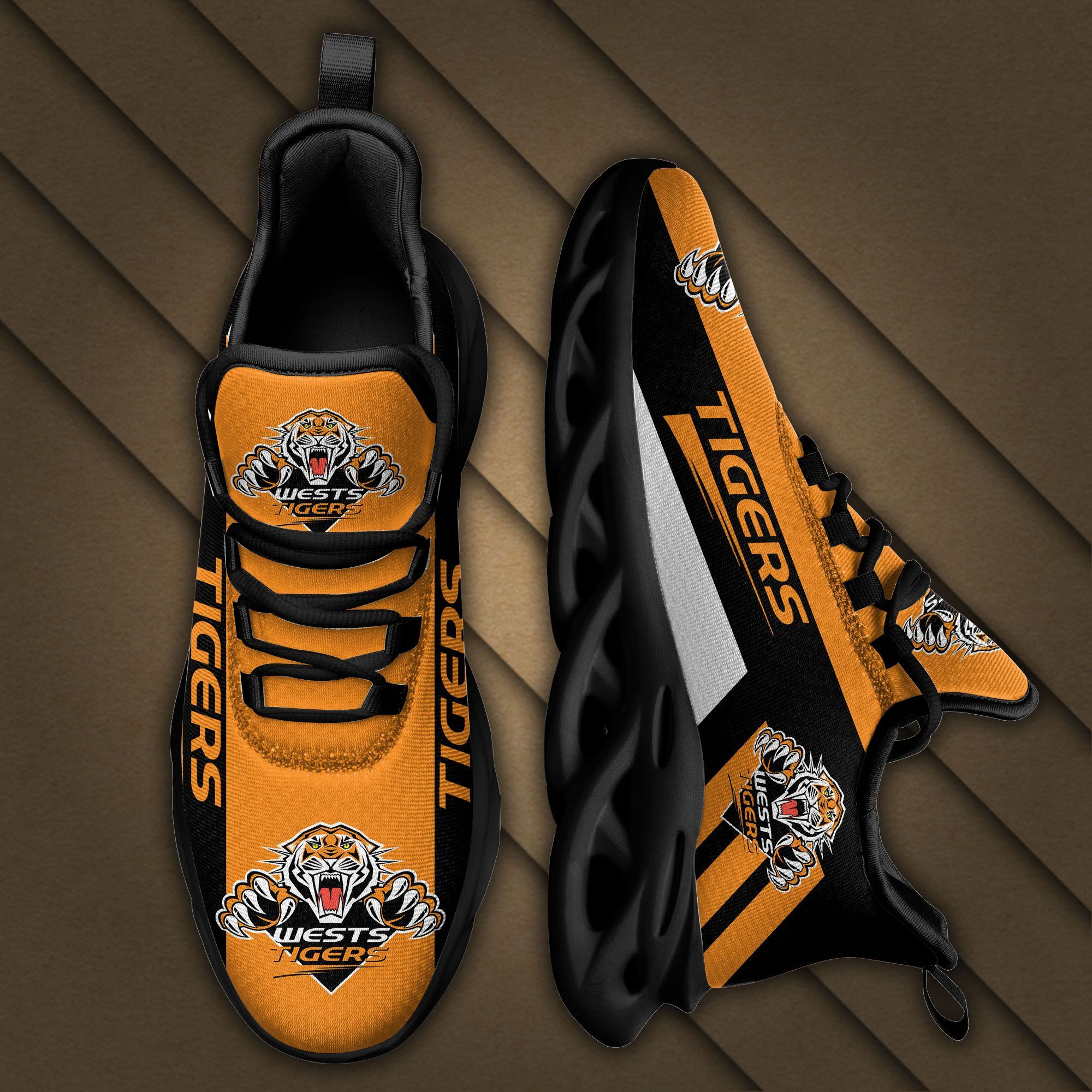 Wests Tigers Max Soul Sneakers Shoes - Famjoys Wests Tigers Max Soul Sneakers Shoes - Famjoys