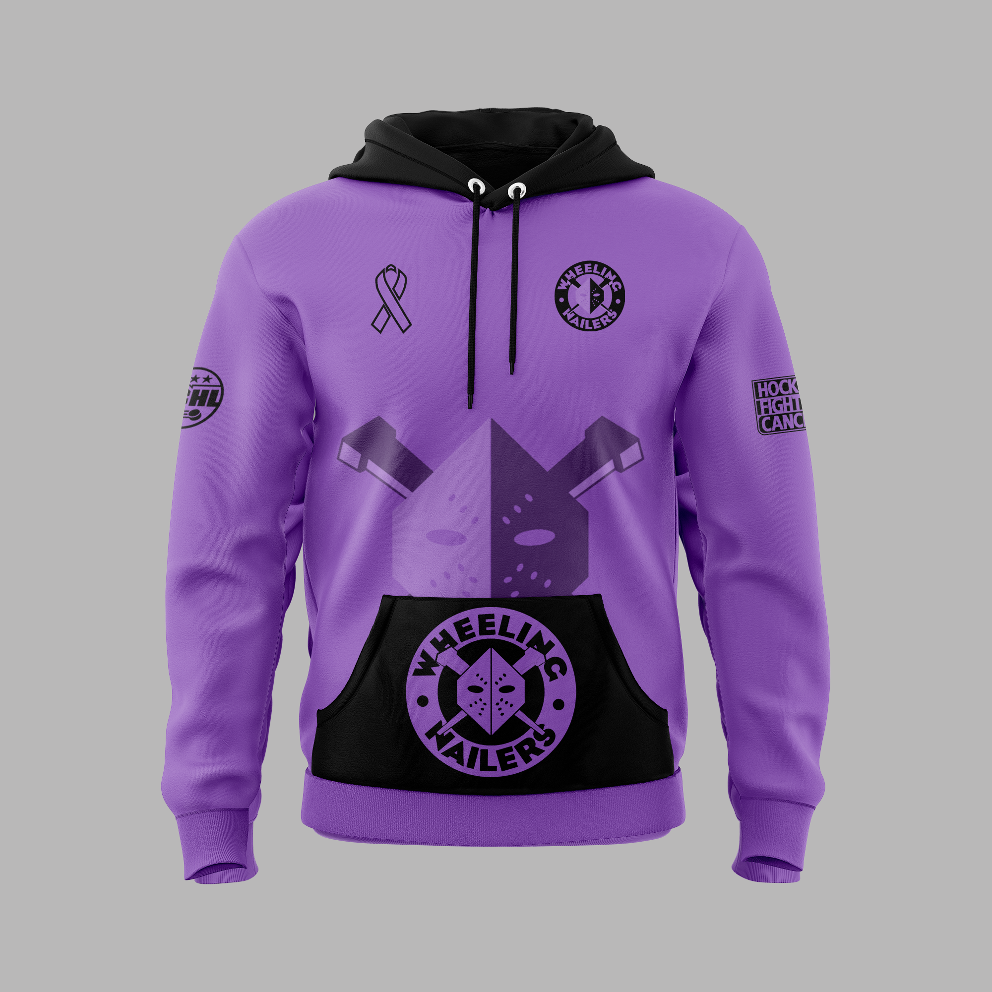 Wheeling Nailers x Hockey Fights Cancers Pullover Hoodie - Famjoys Wheeling Nailers x Hockey Fights Cancers Pullover Hoodie - Famjoys